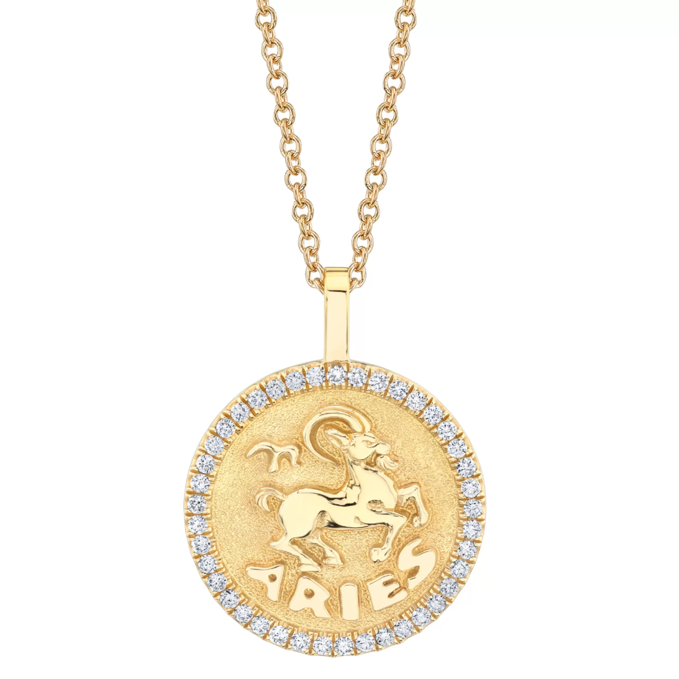 Anita Ko ARIES ZODIAC COIN PENDANT WITH DIAMOND FRAME