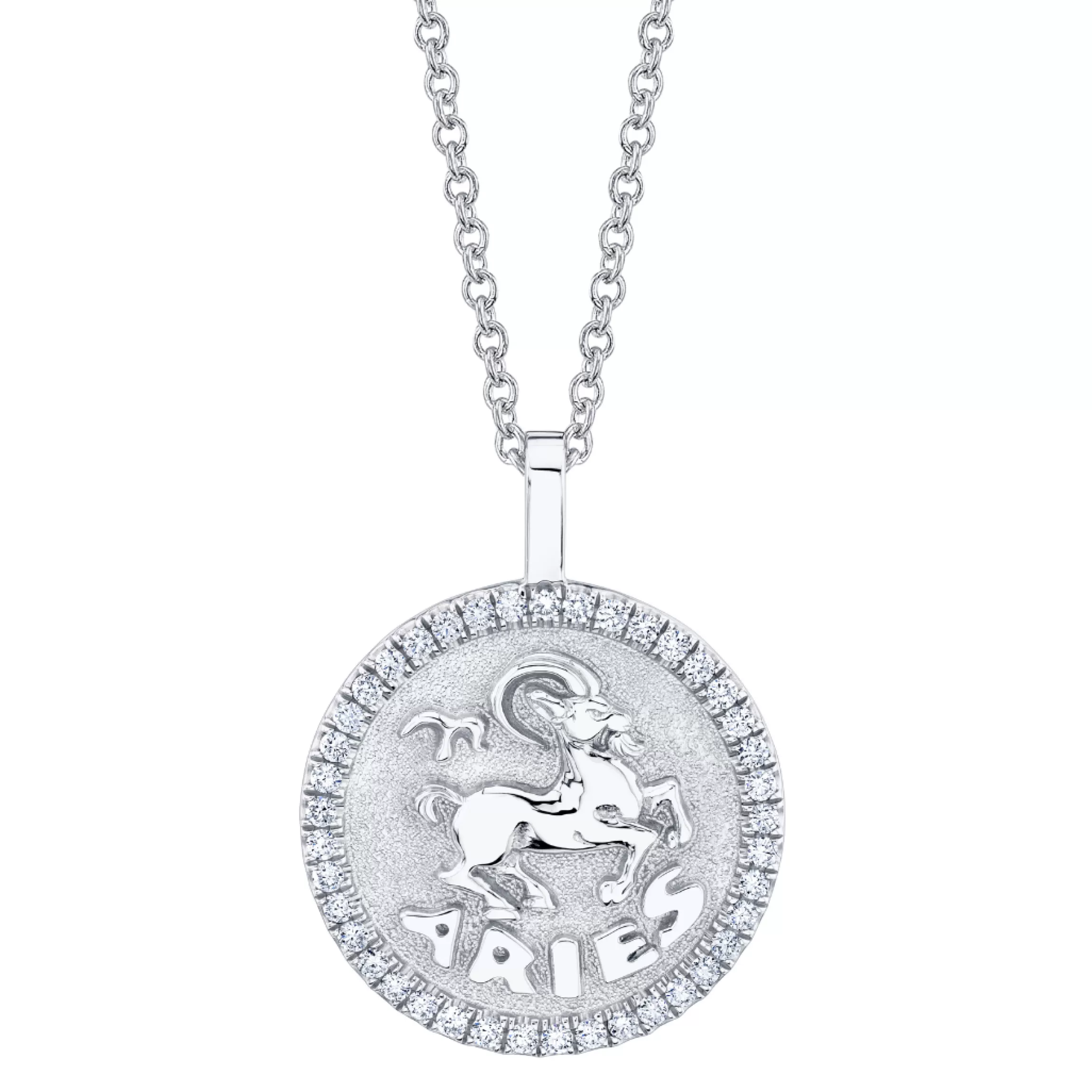 Anita Ko ARIES ZODIAC COIN PENDANT WITH DIAMOND FRAME