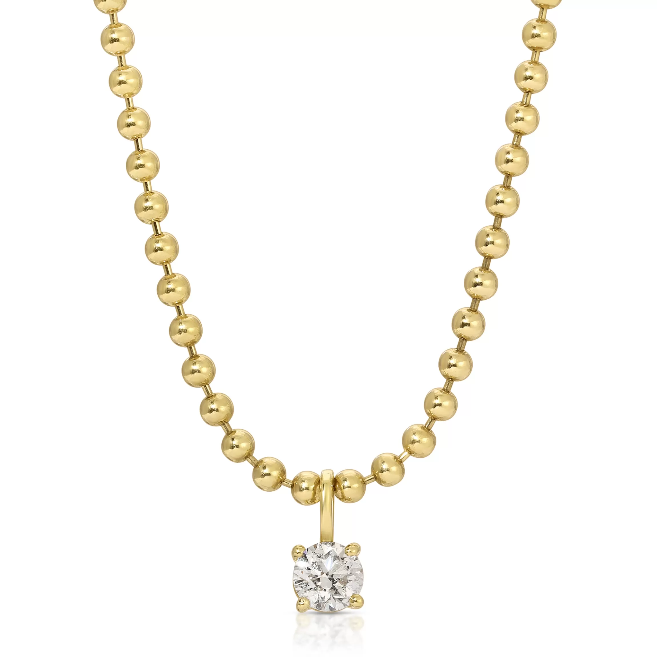 Anita Ko BALL CHAIN NECKLACE WITH ROUND DIAMOND PENDANT