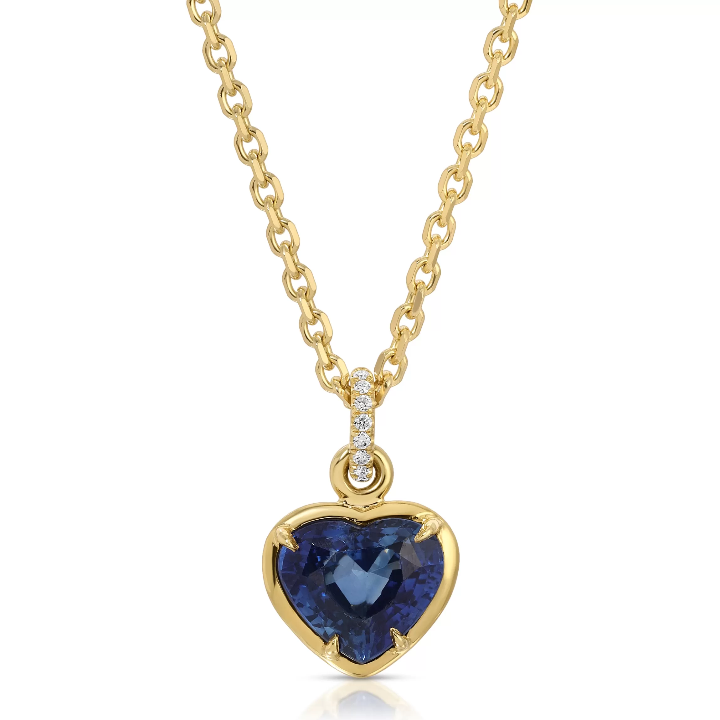 Anita Ko BEZELED BLUE SAPPHIRE HEART PENDANT WITH DIAMOND BAIL