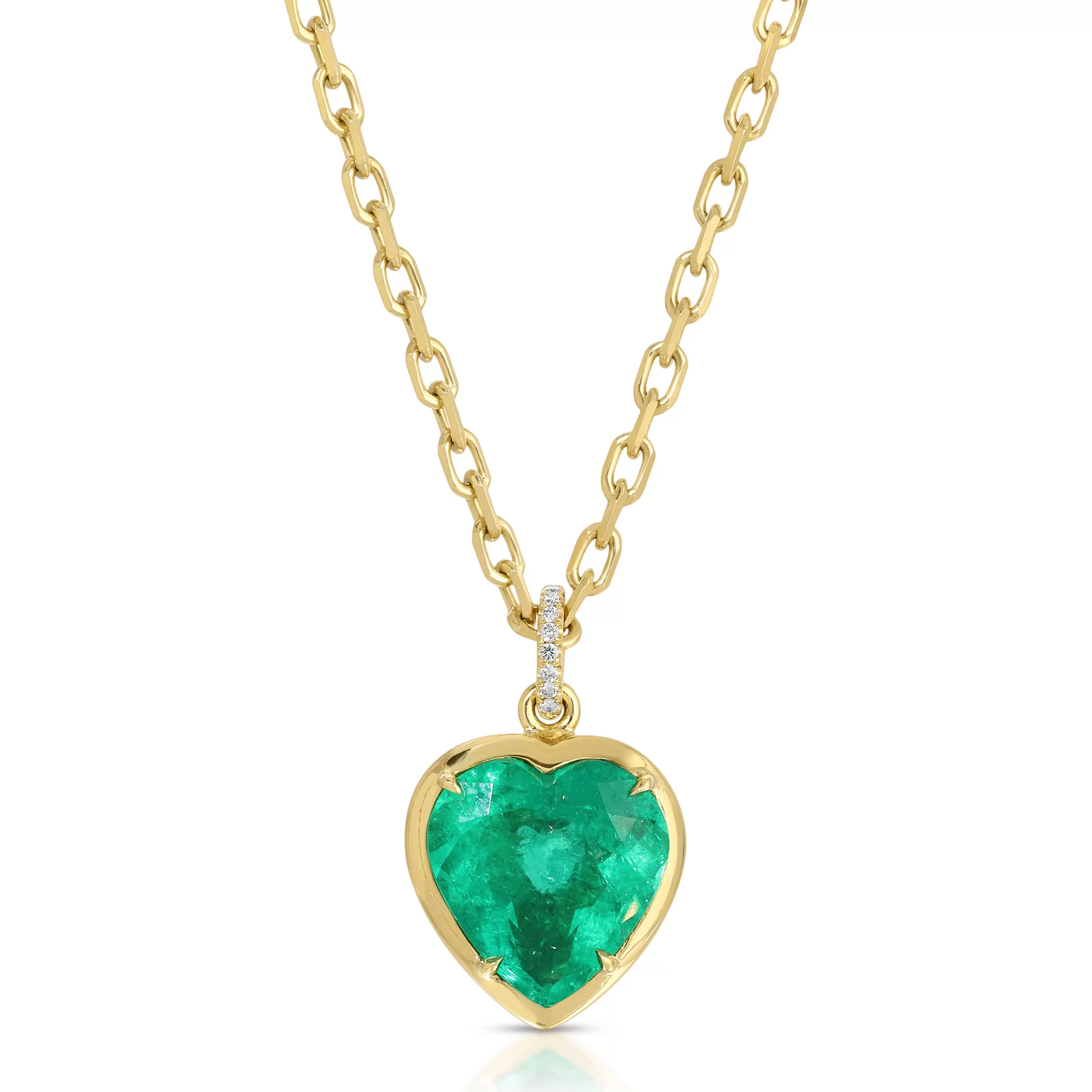 Anita Ko BEZELED COLOMBIAN HEART EMERALD PENDANT WITH DIAMOND BAIL