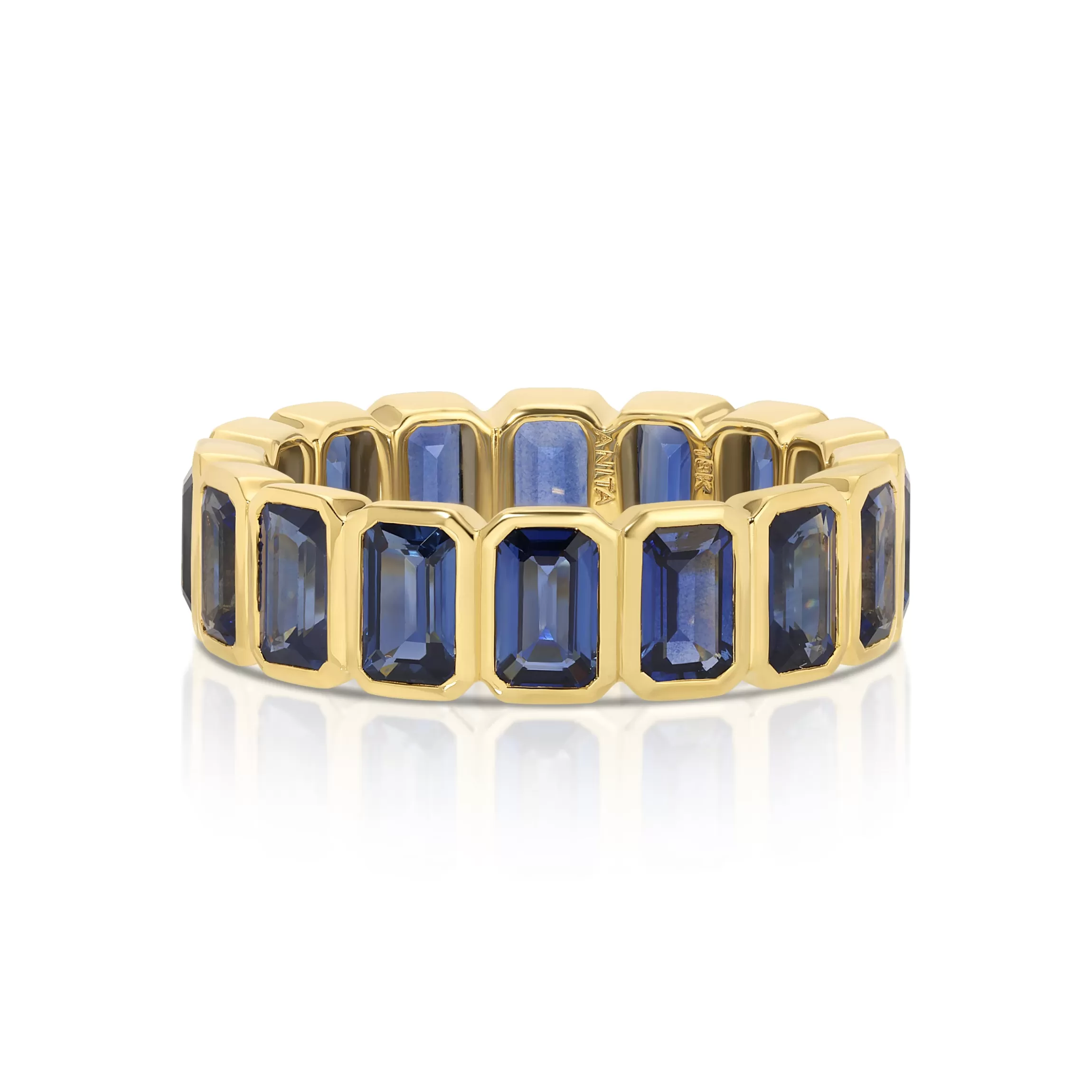 Anita Ko BEZELED EMERALD CUT BLUE SAPPHIRE RING