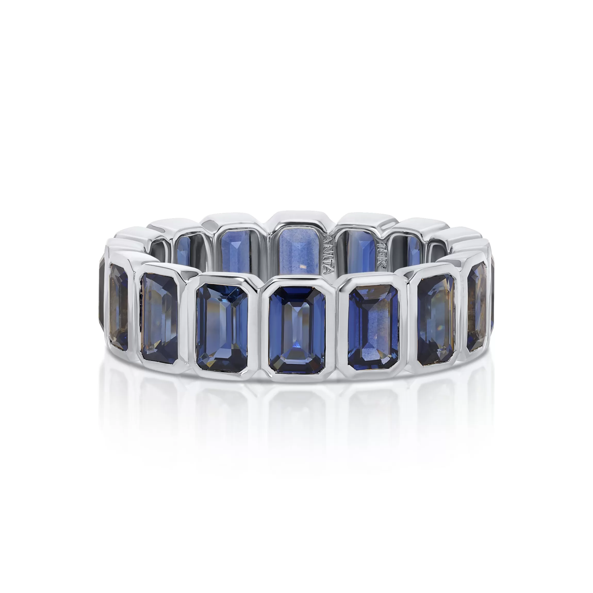 Anita Ko BEZELED EMERALD CUT BLUE SAPPHIRE RING