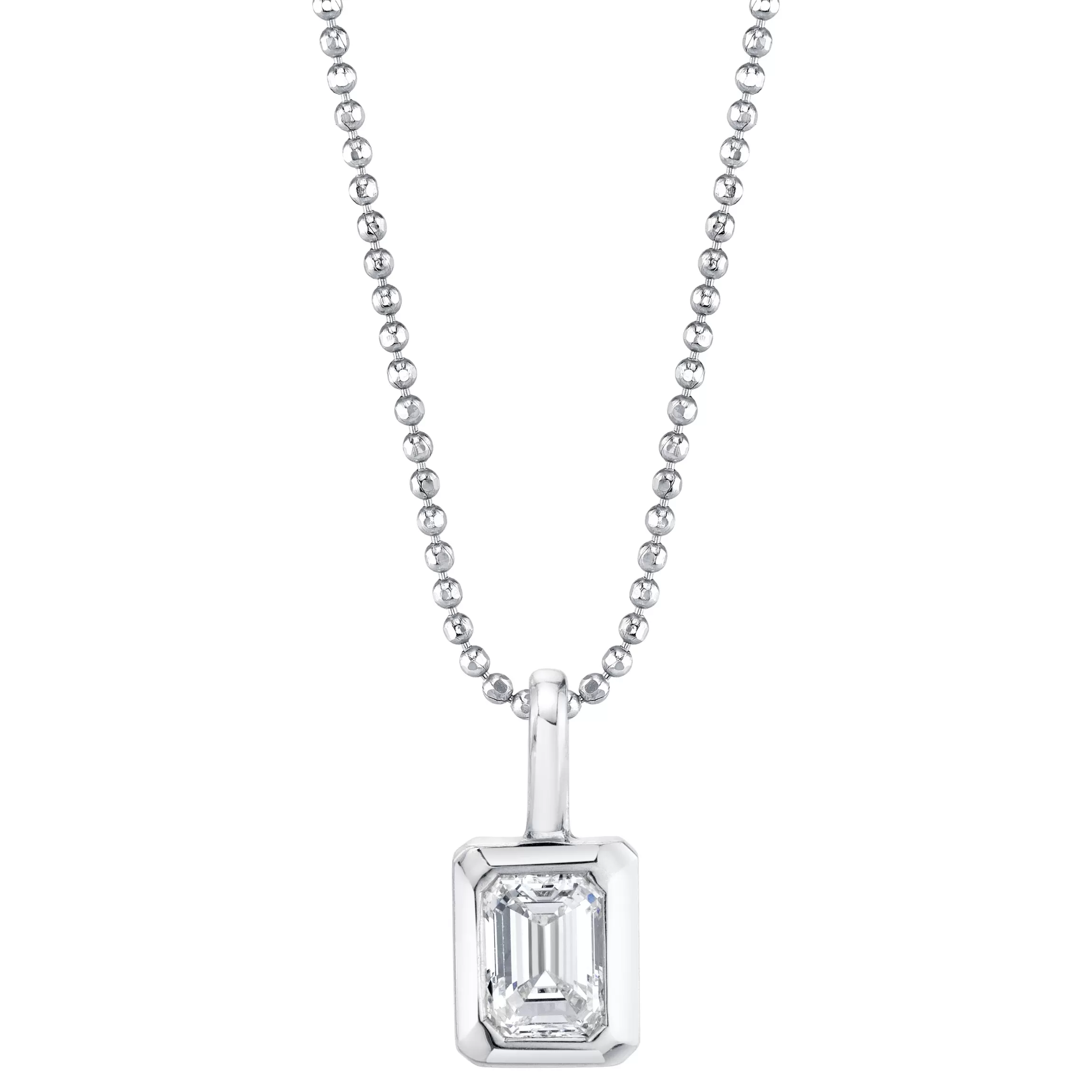 Anita Ko BEZELED EMERALD CUT DIAMOND PENDANT