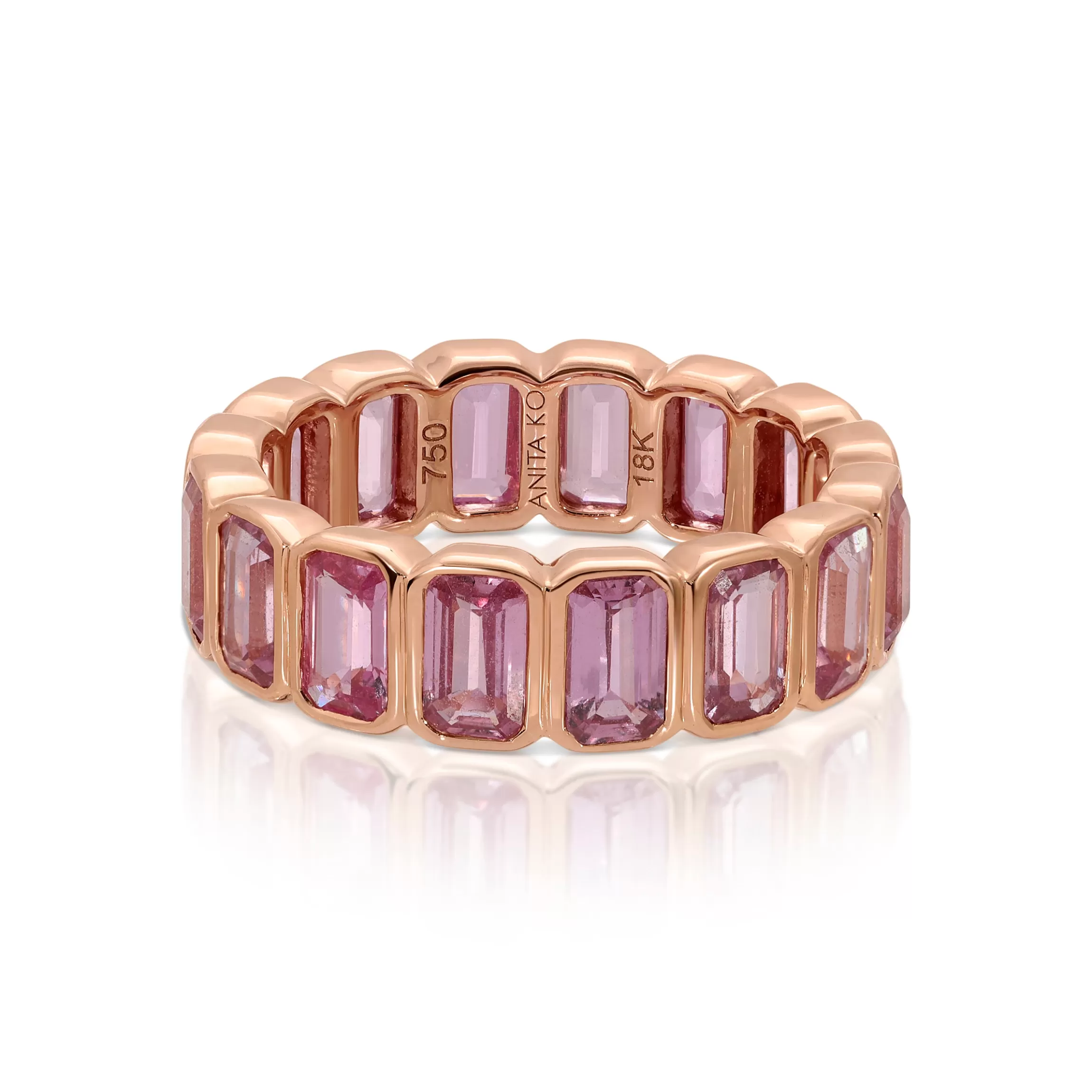 Anita Ko BEZELED EMERALD CUT PINK SAPPHIRE RING