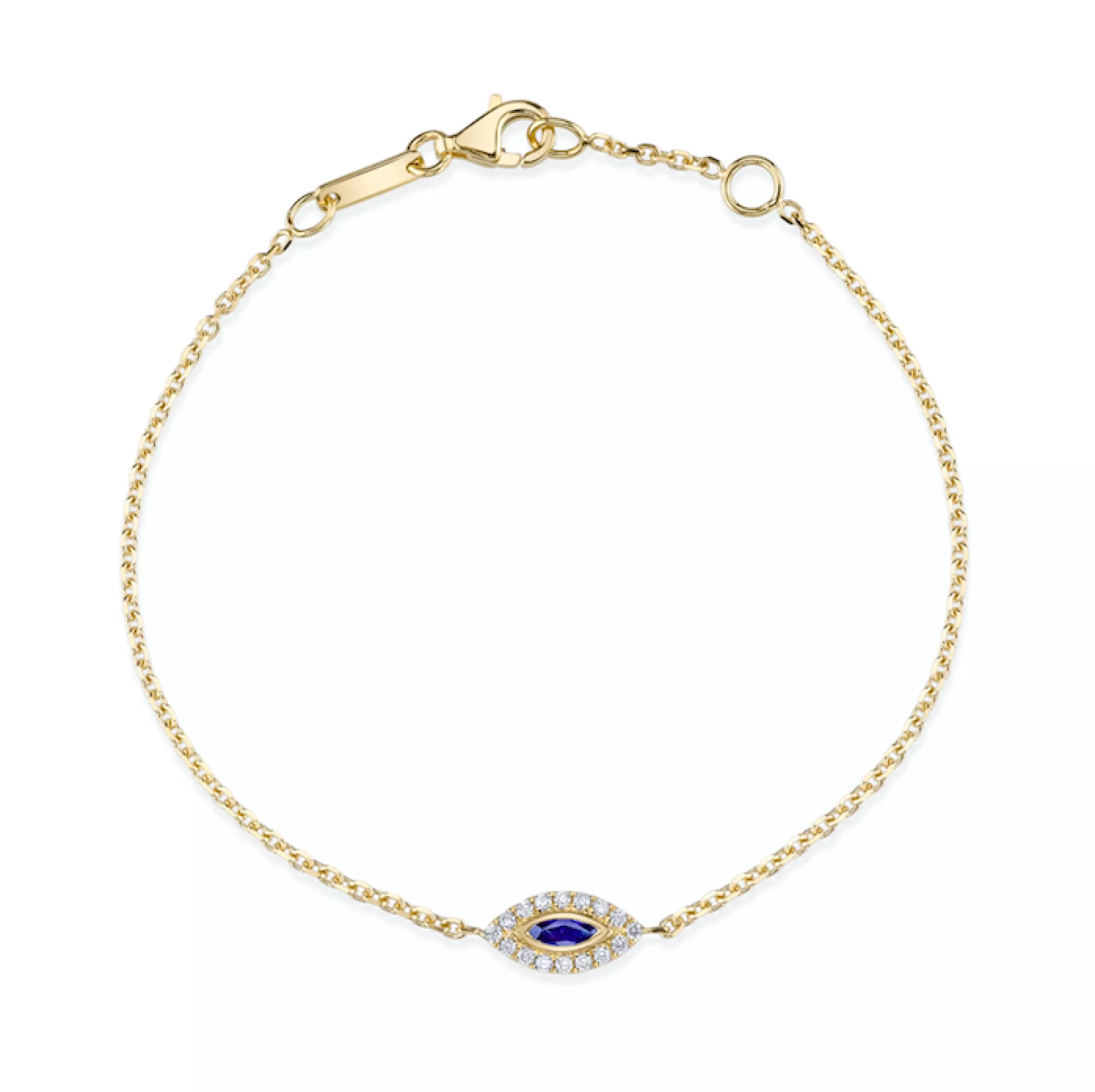 Anita Ko BLUE SAPPHIRE EVIL EYE CHAIN BRACELET