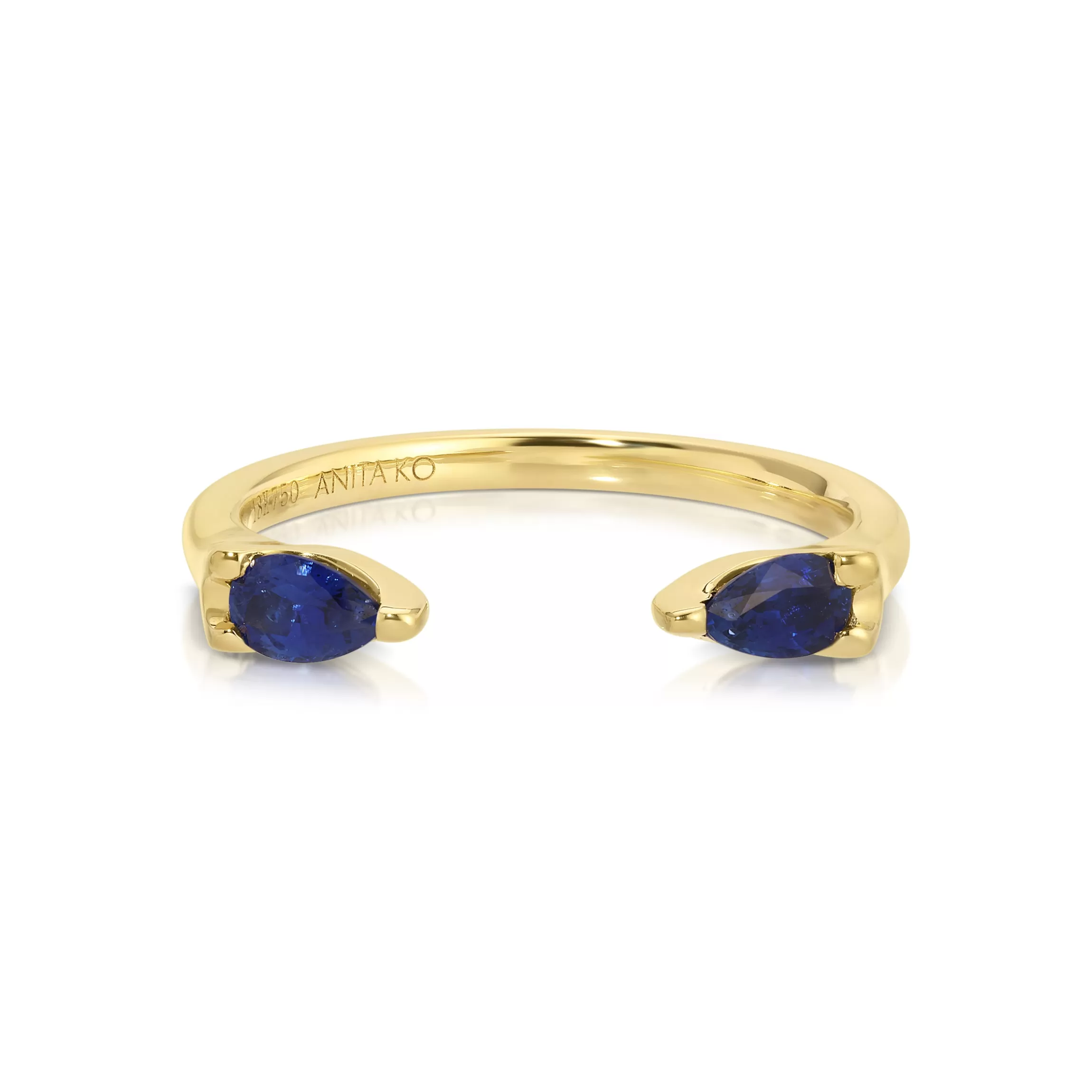 Anita Ko BLUE SAPPHIRE PEAR ORBIT RING