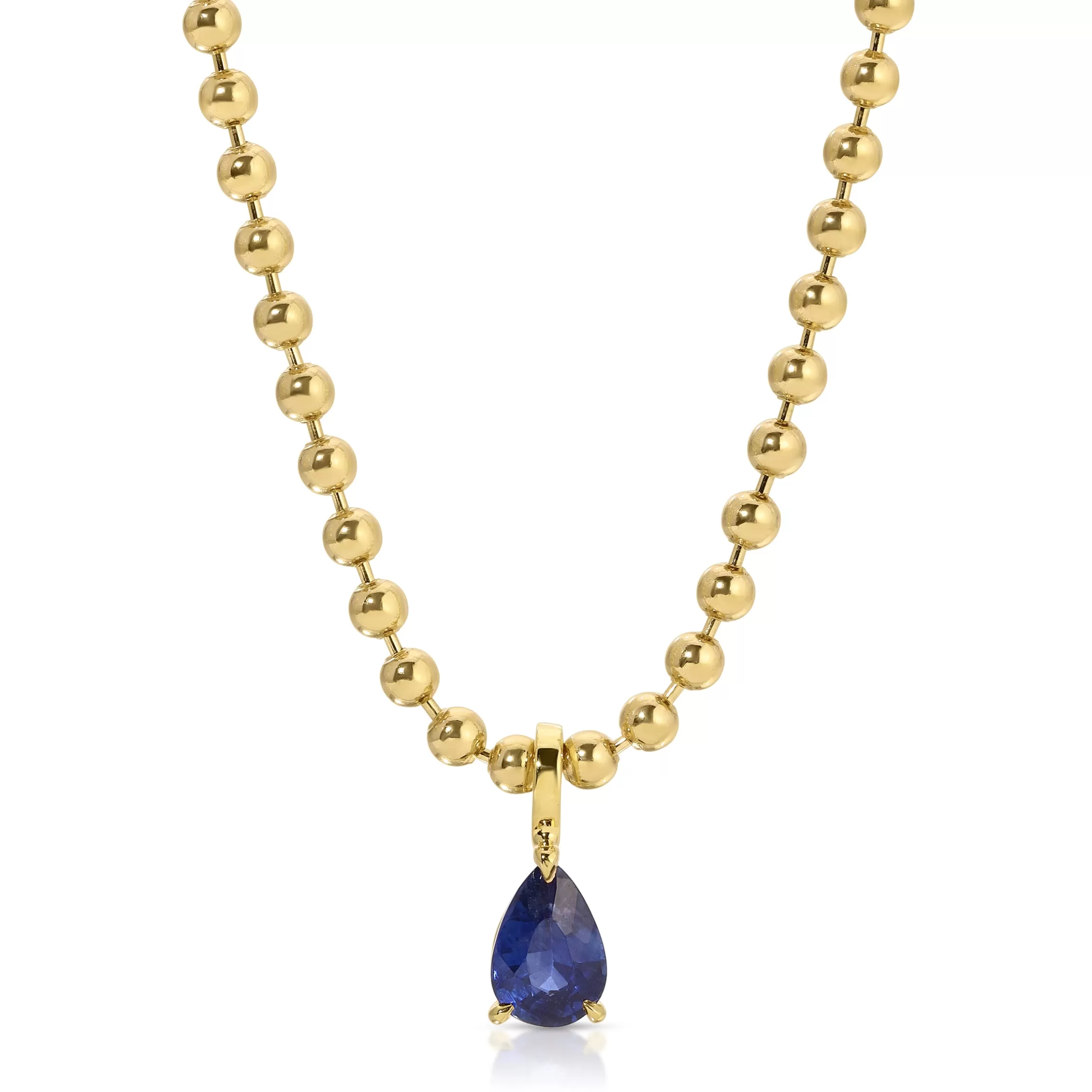 Anita Ko BLUE SAPPHIRE PEAR PENDANT ON BALL CHAIN