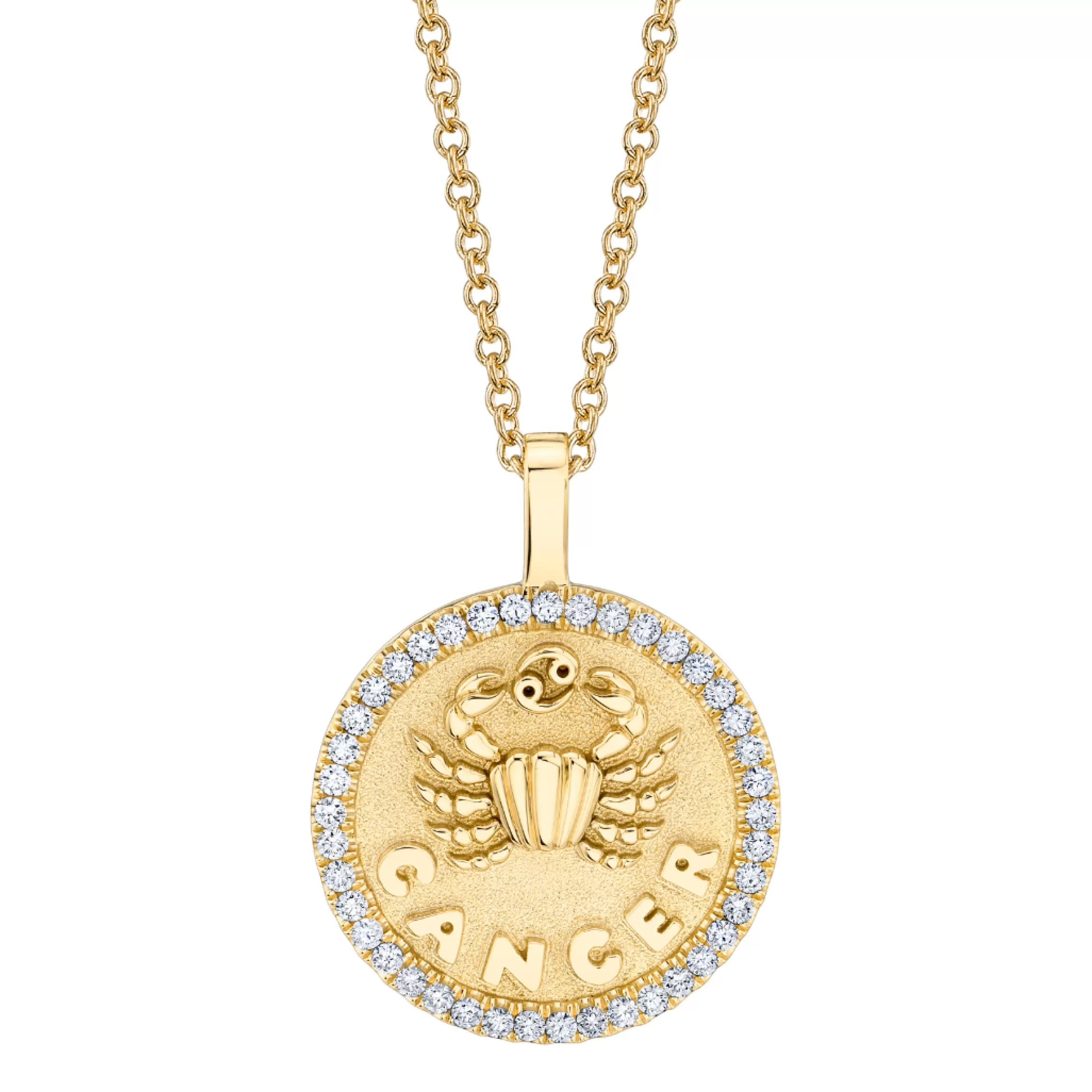 Anita Ko CANCER ZODIAC COIN PENDANT WITH DIAMOND FRAME