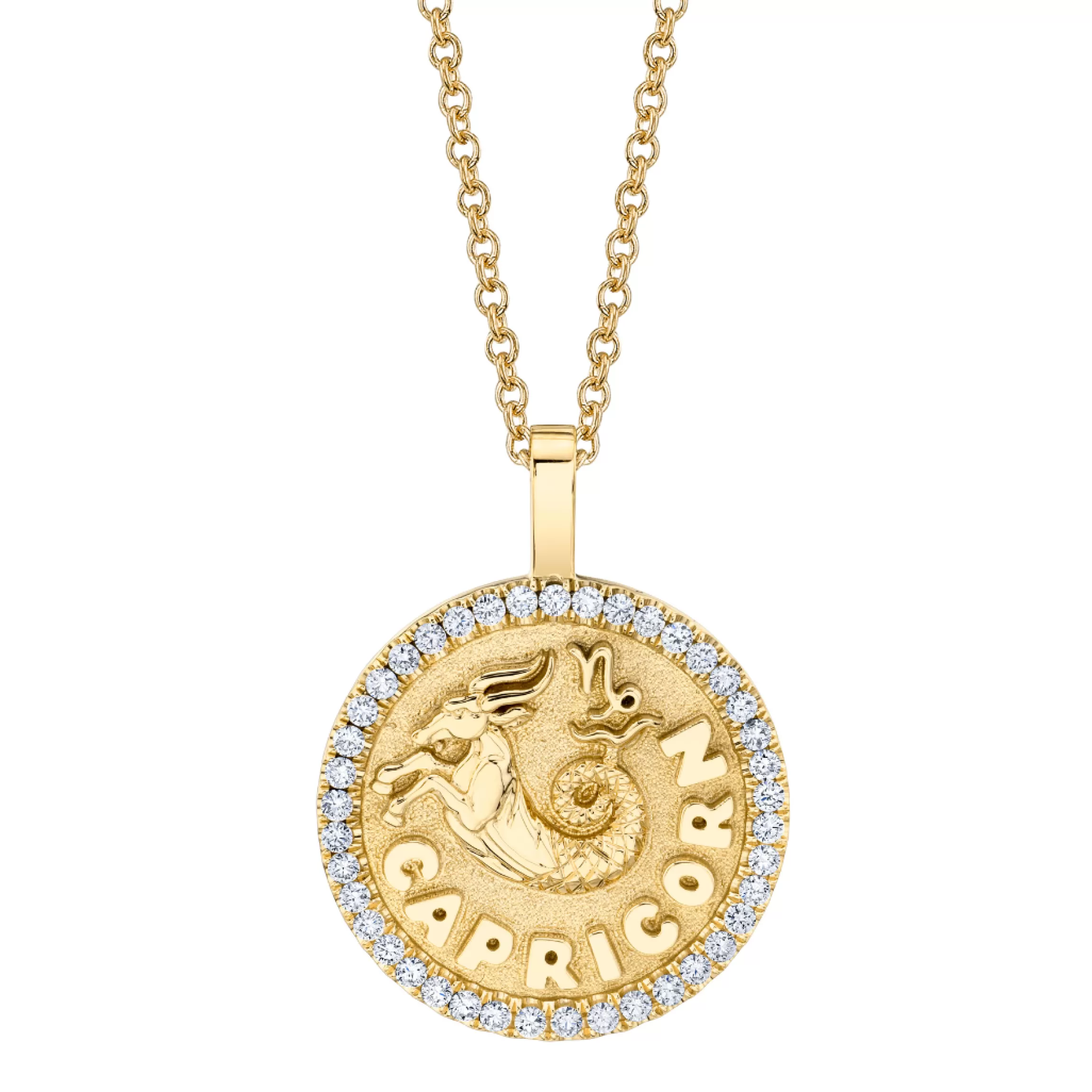 Anita Ko CAPRICORN ZODIAC COIN PENDANT WITH DIAMOND FRAME