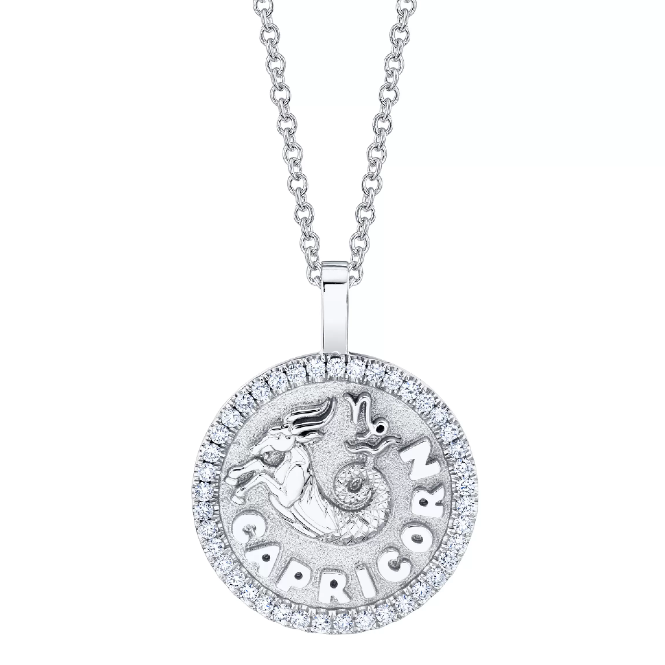 Anita Ko CAPRICORN ZODIAC COIN PENDANT WITH DIAMOND FRAME