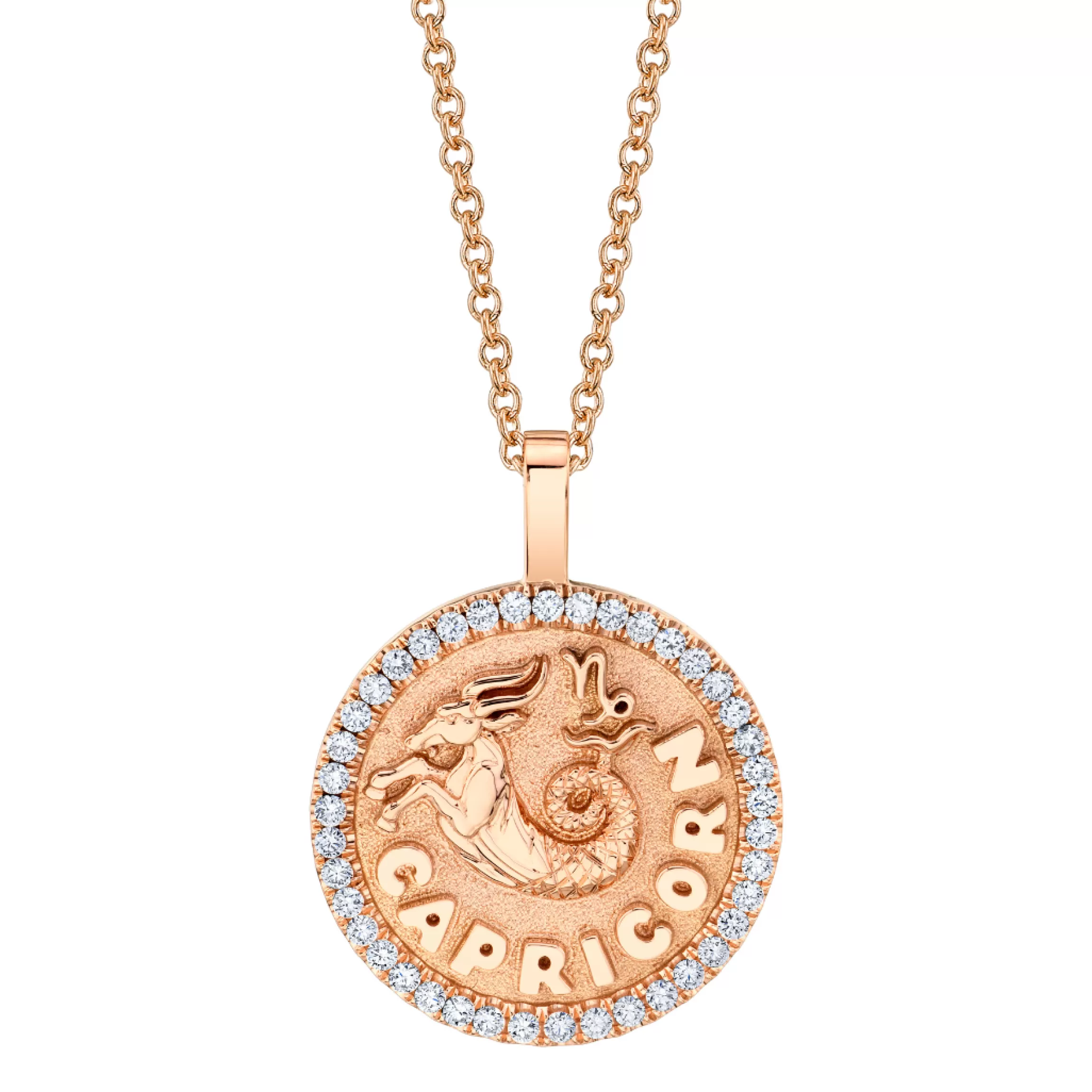 Anita Ko CAPRICORN ZODIAC COIN PENDANT WITH DIAMOND FRAME