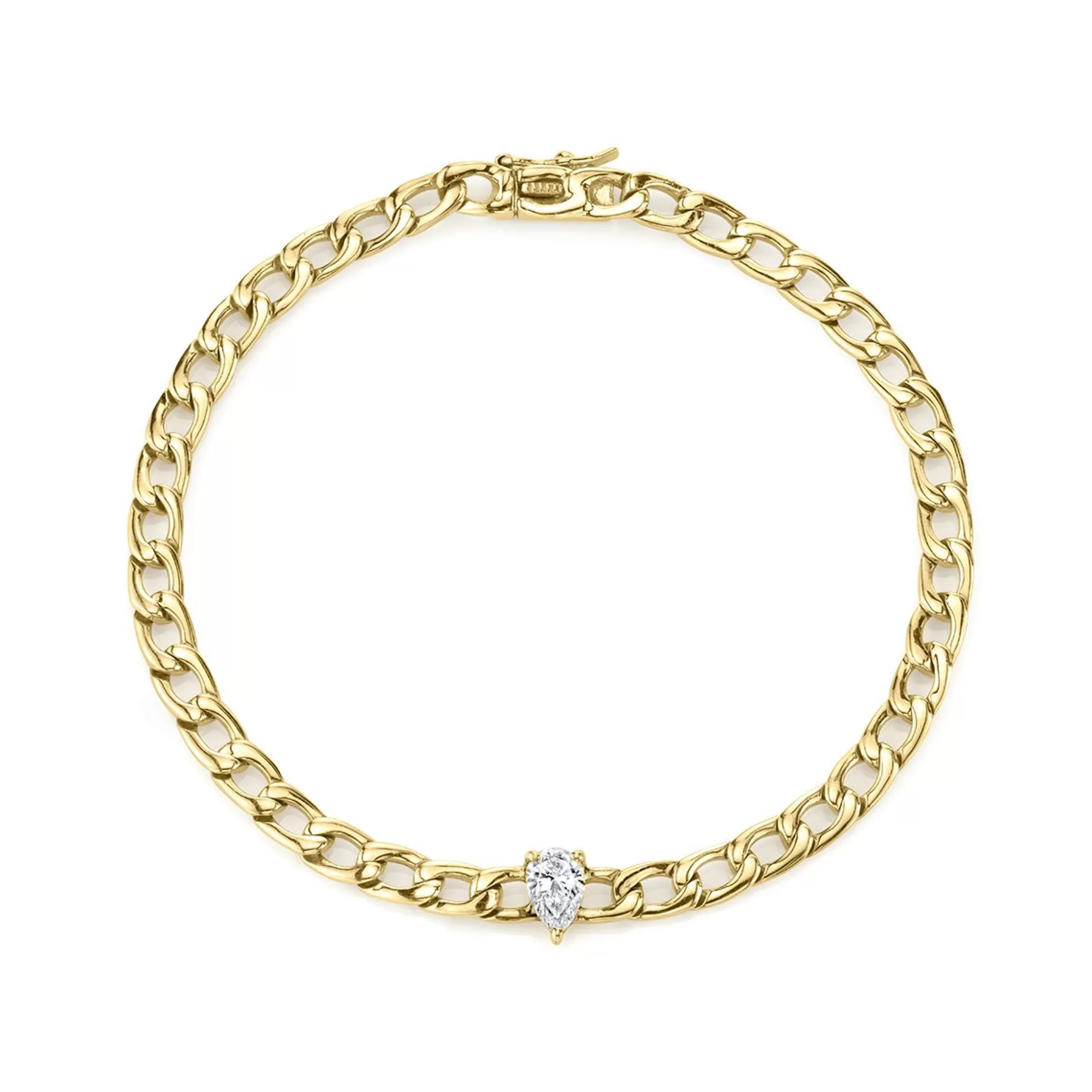 Anita Ko CHAIN BRACELET WITH PEAR DIAMOND CENTER