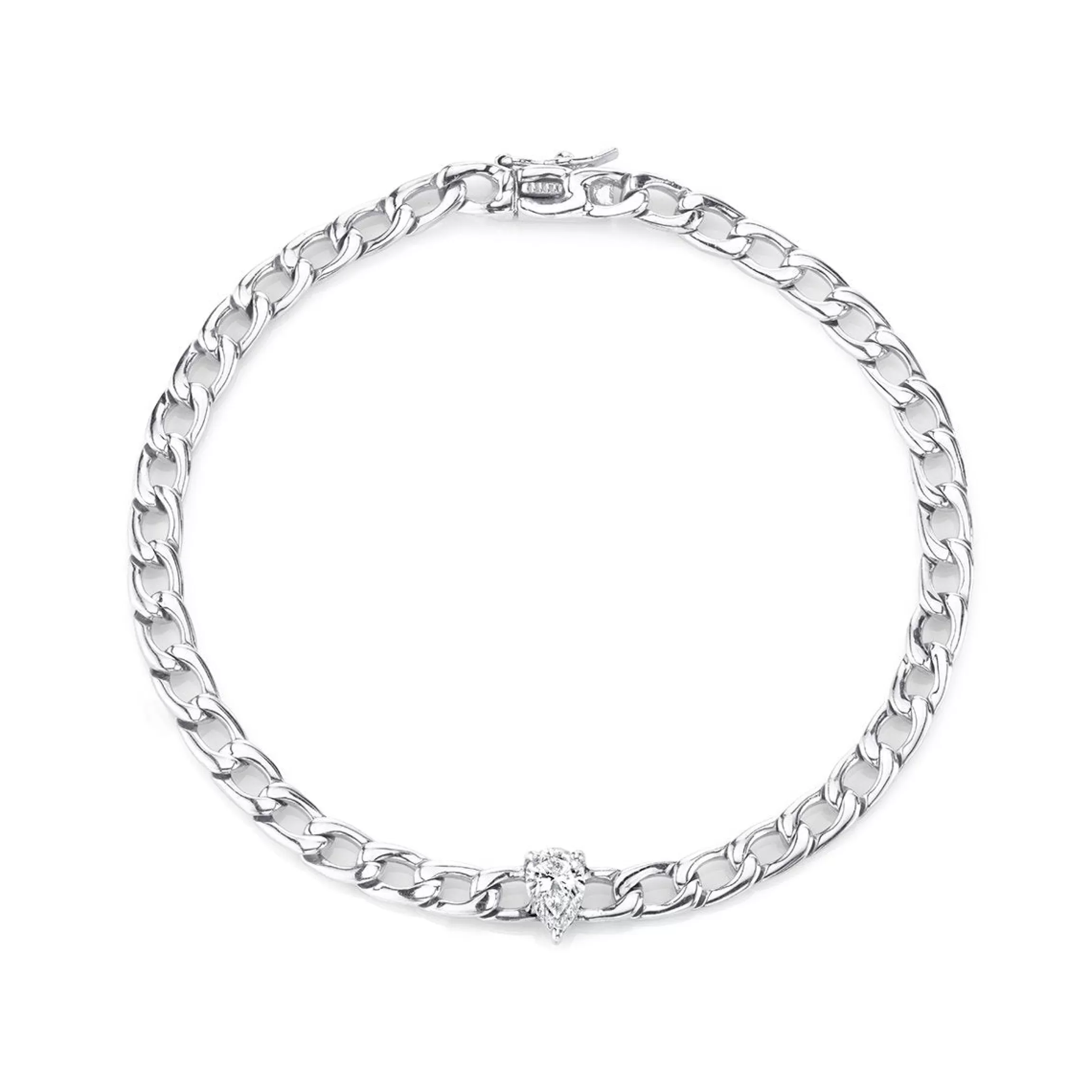 Anita Ko CHAIN BRACELET WITH PEAR DIAMOND CENTER