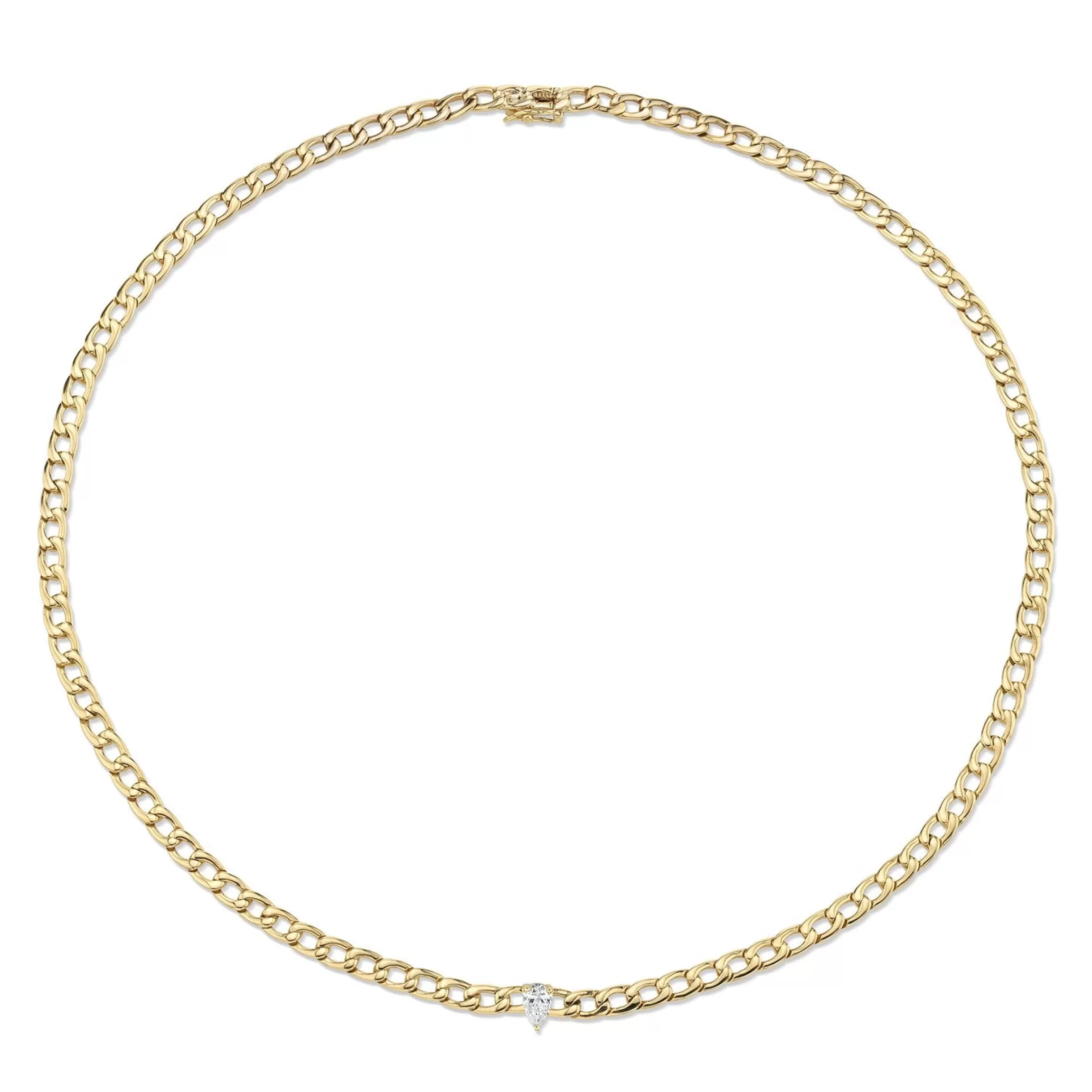 Anita Ko CHAIN LINK CHOKER WITH PEAR DIAMOND CENTER