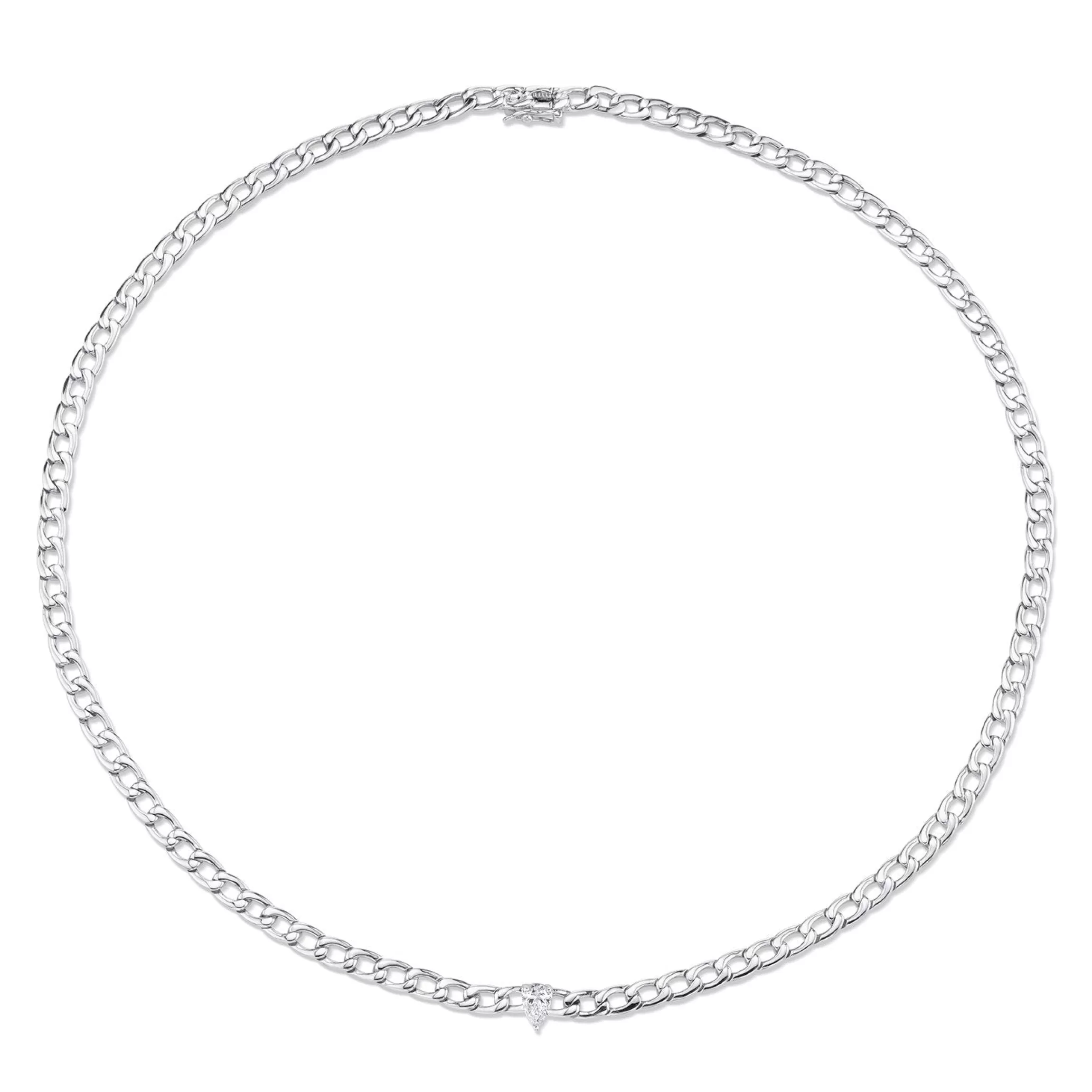 Anita Ko CHAIN LINK CHOKER WITH PEAR DIAMOND CENTER