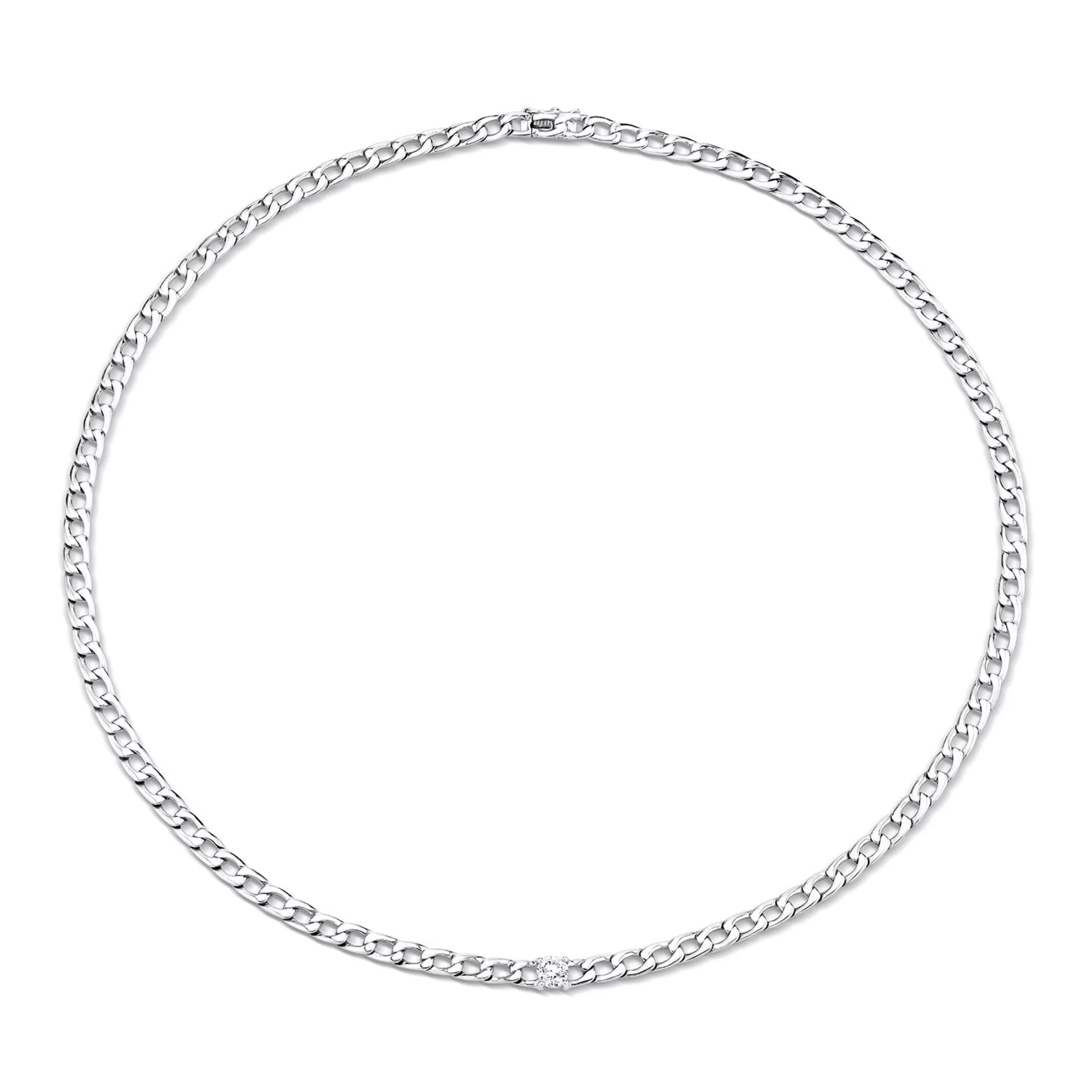 Anita Ko CHAIN LINK CHOKER WITH ROUND DIAMOND CENTER