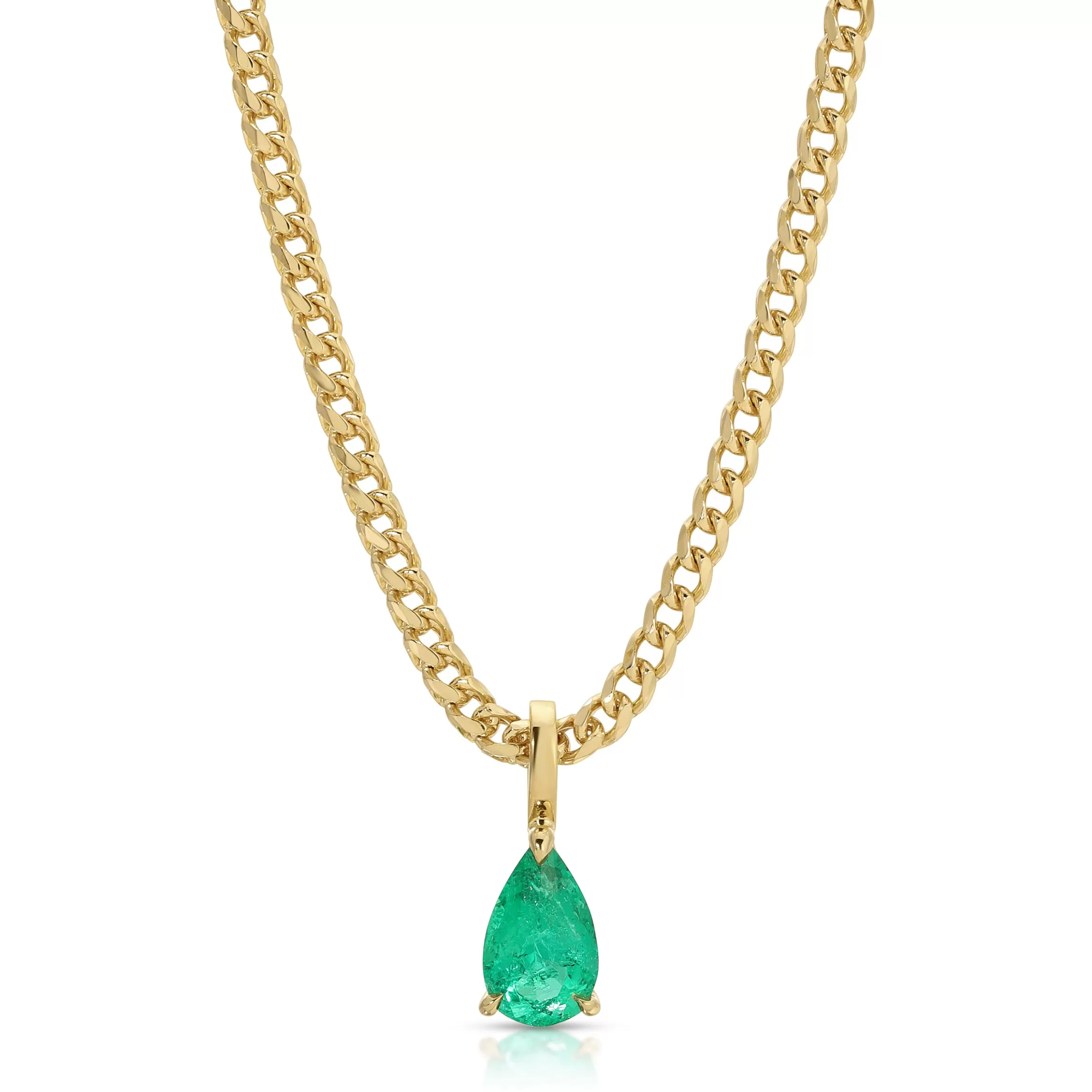 Anita Ko COLOMBIAN EMERALD PEAR PENDANT ON FRANCO CHAIN