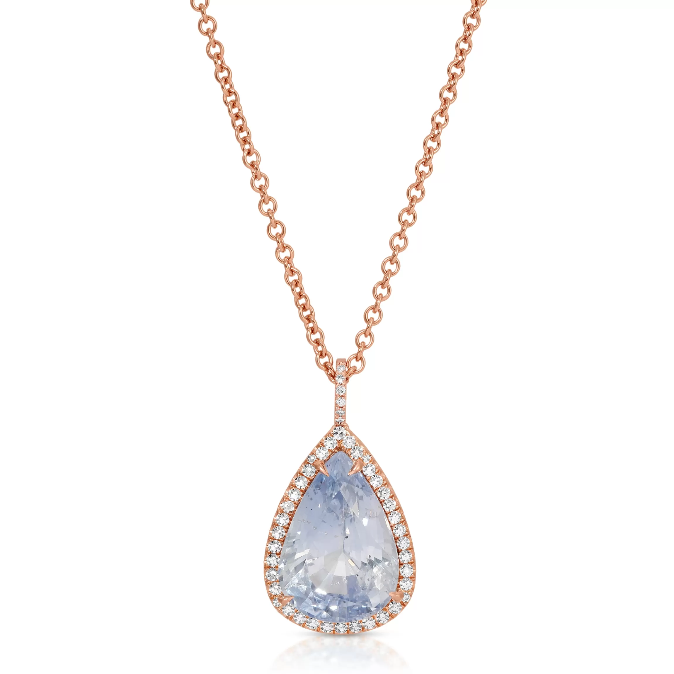 Anita Ko 6.65CT LIGHT BLUE SAPPHIRE PEAR PENDANT WITH DIAMOND HALO AND BAIL