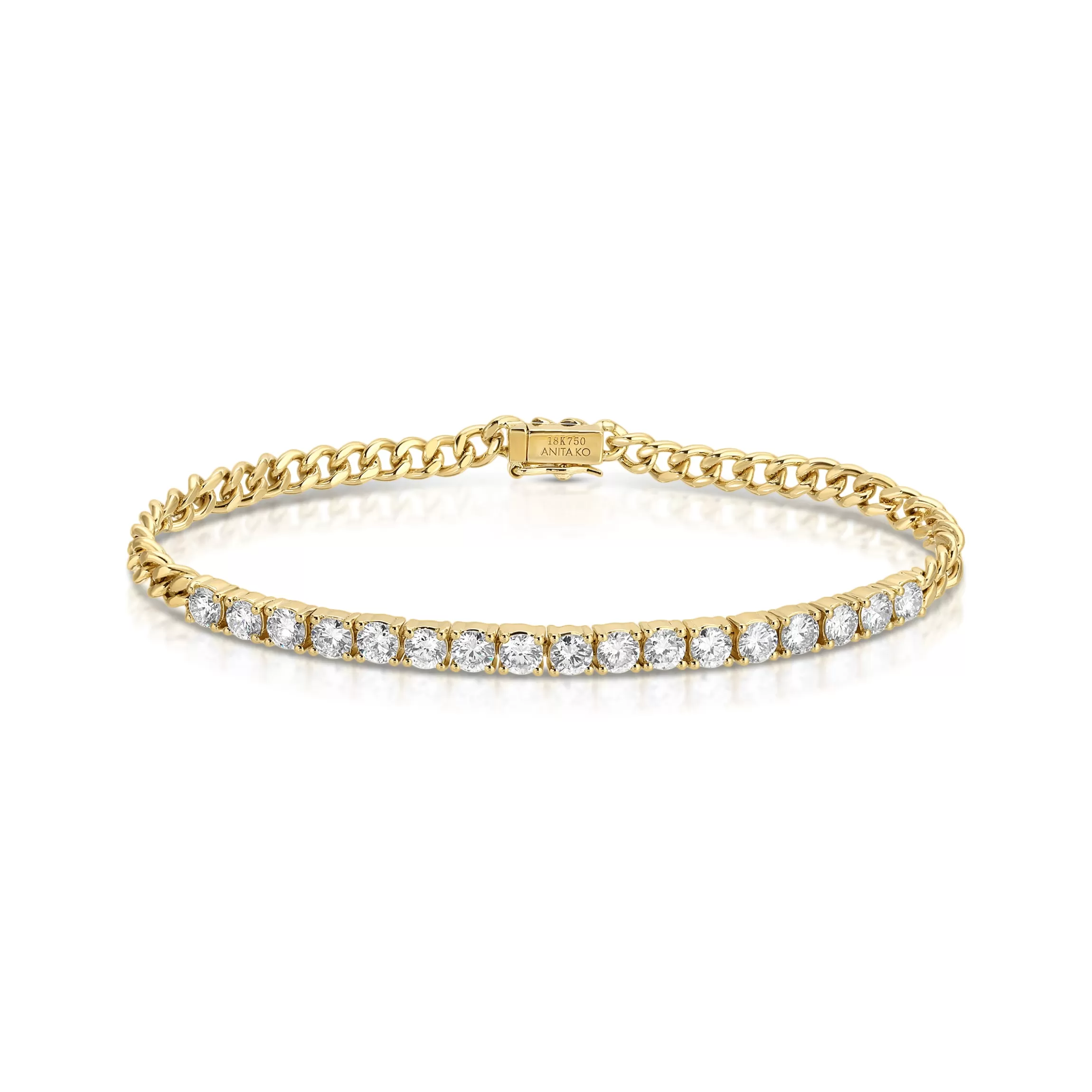 Anita Ko CUBAN LINK AND DIAMOND LINE BRACELET