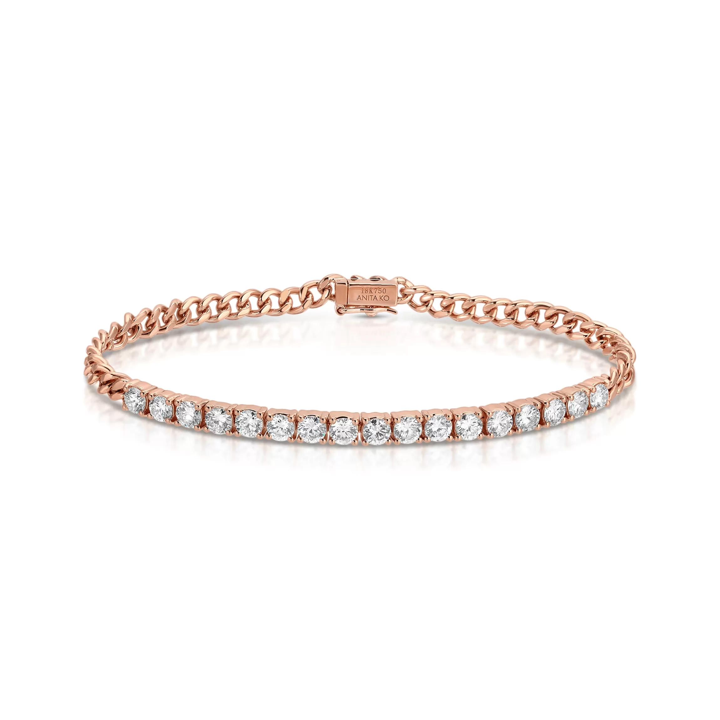 Anita Ko CUBAN LINK AND DIAMOND LINE BRACELET