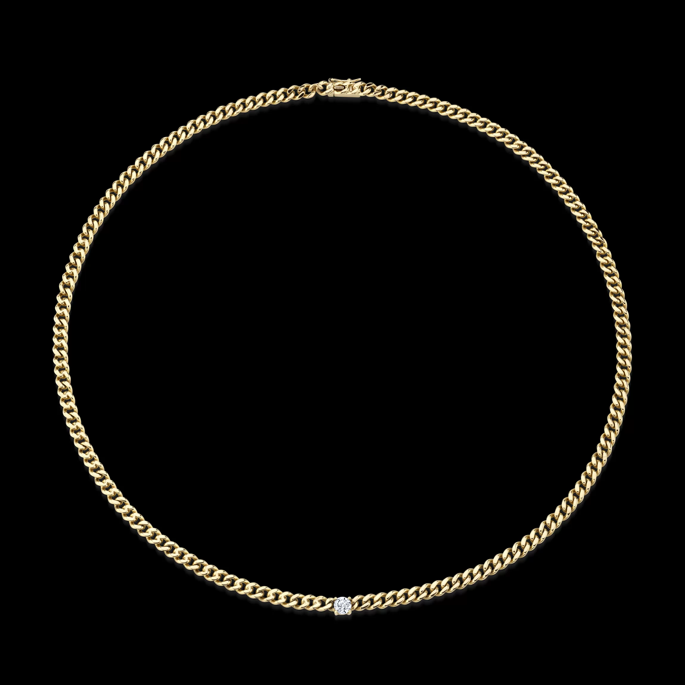 Anita Ko CUBAN LINK NECKLACE WITH ROUND DIAMOND CENTER