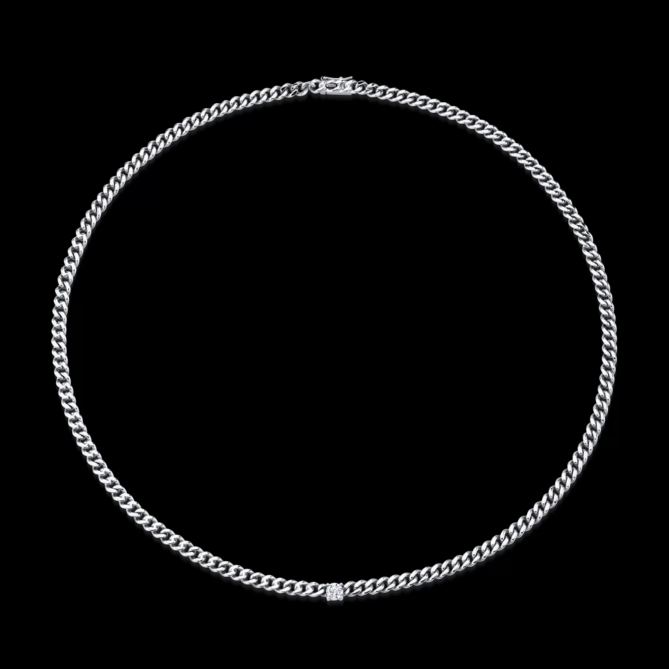 Anita Ko CUBAN LINK NECKLACE WITH ROUND DIAMOND CENTER