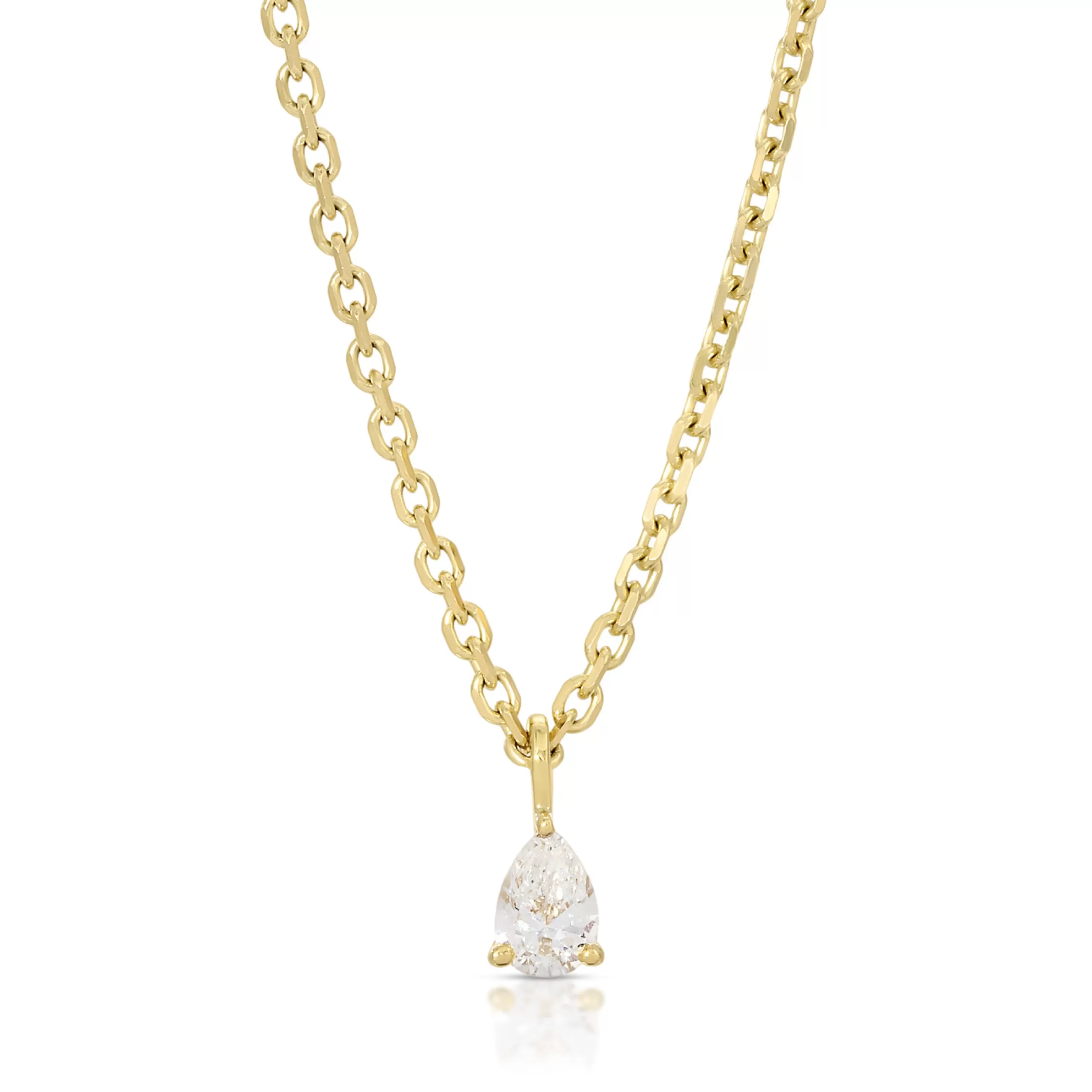 Anita Ko DIAMOND CUT ROLO CHAIN WITH PEAR DIAMOND PENDANT