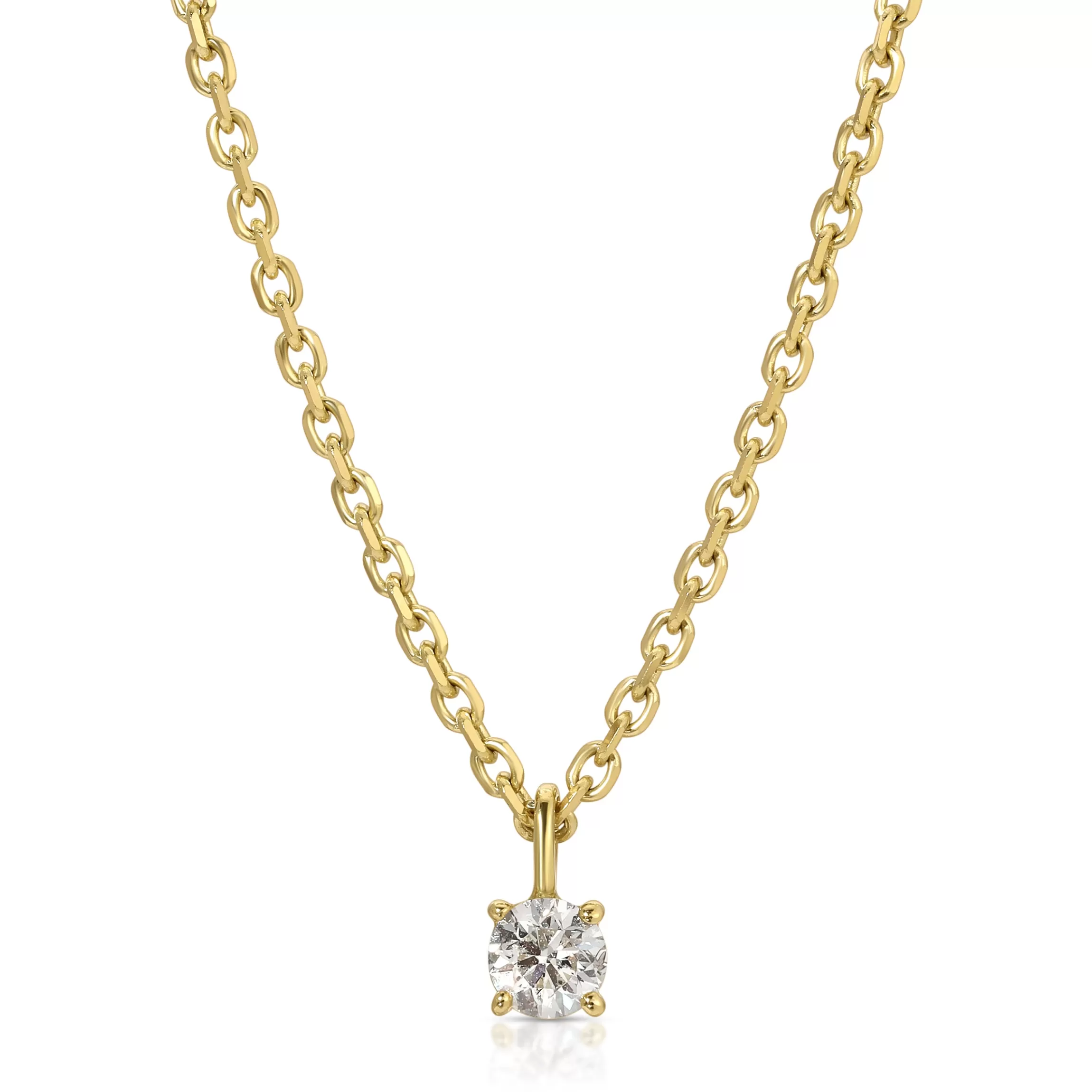 Anita Ko DIAMOND CUT ROLO CHAIN WITH ROUND DIAMOND PENDANT