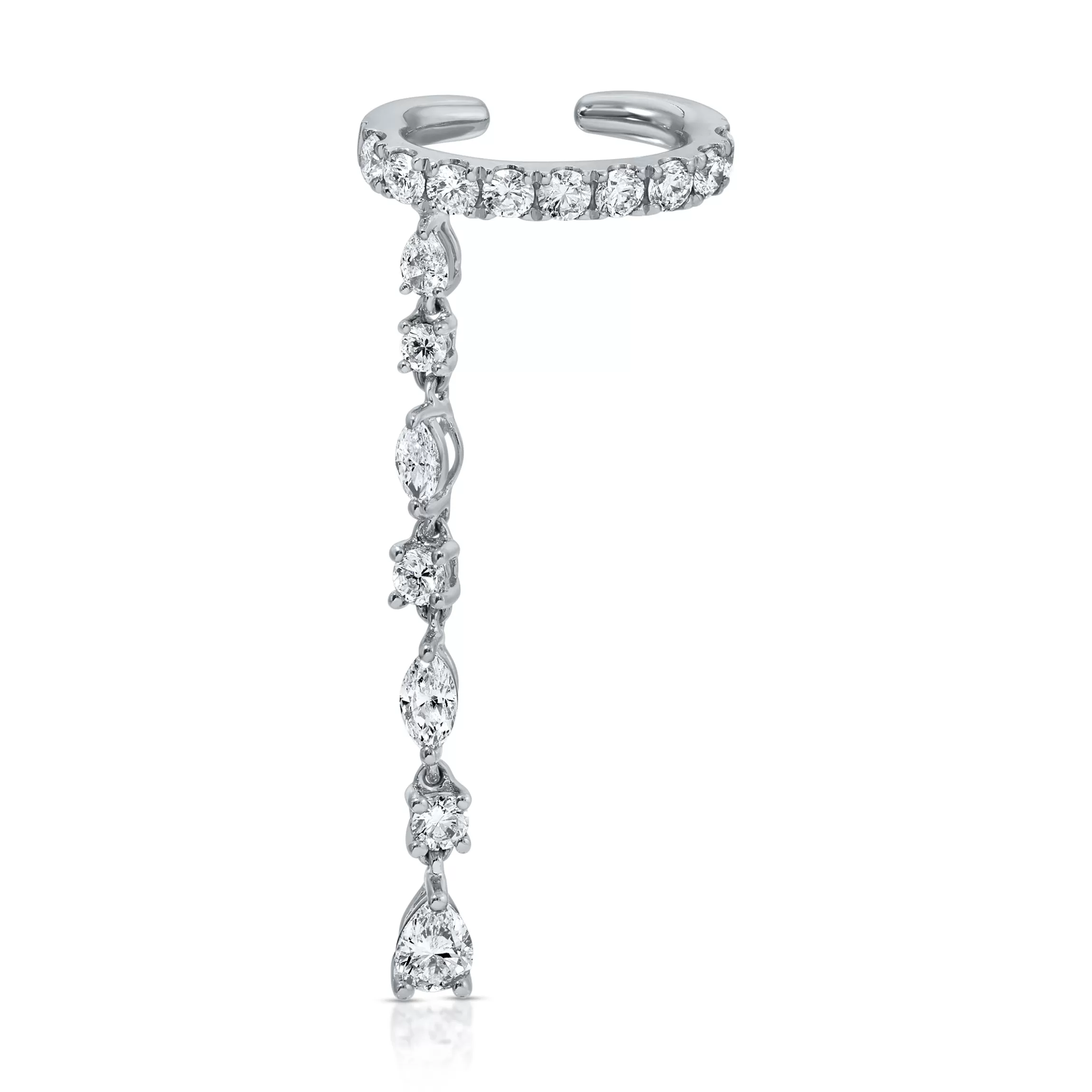 Anita Ko DIAMOND EAR CUFF WITH PEAR, ROUND, MARQUISE DIAMOND DROP