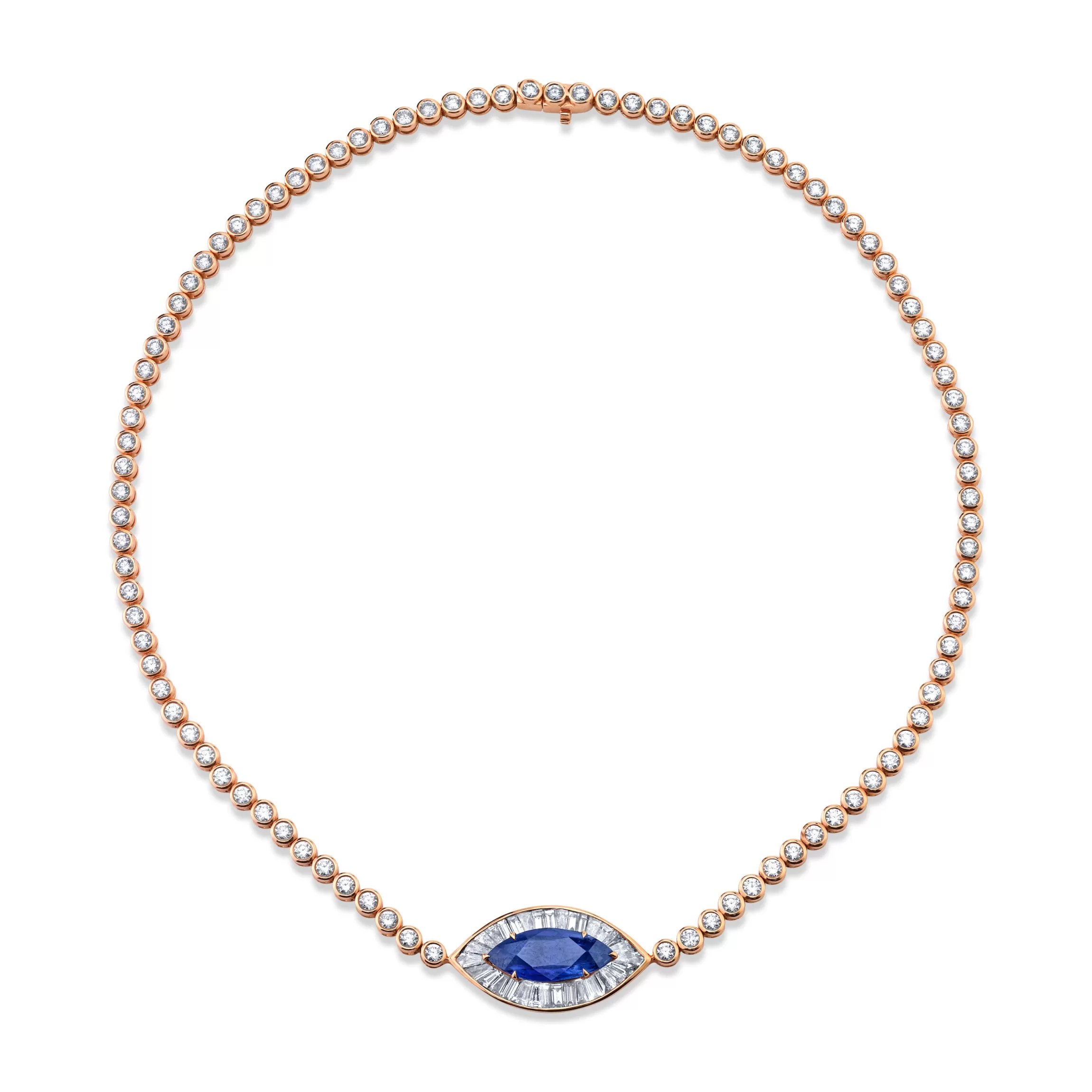 Anita Ko DIAMOND EVIL EYE CHOKER WITH BLUE SAPPHIRE EYE