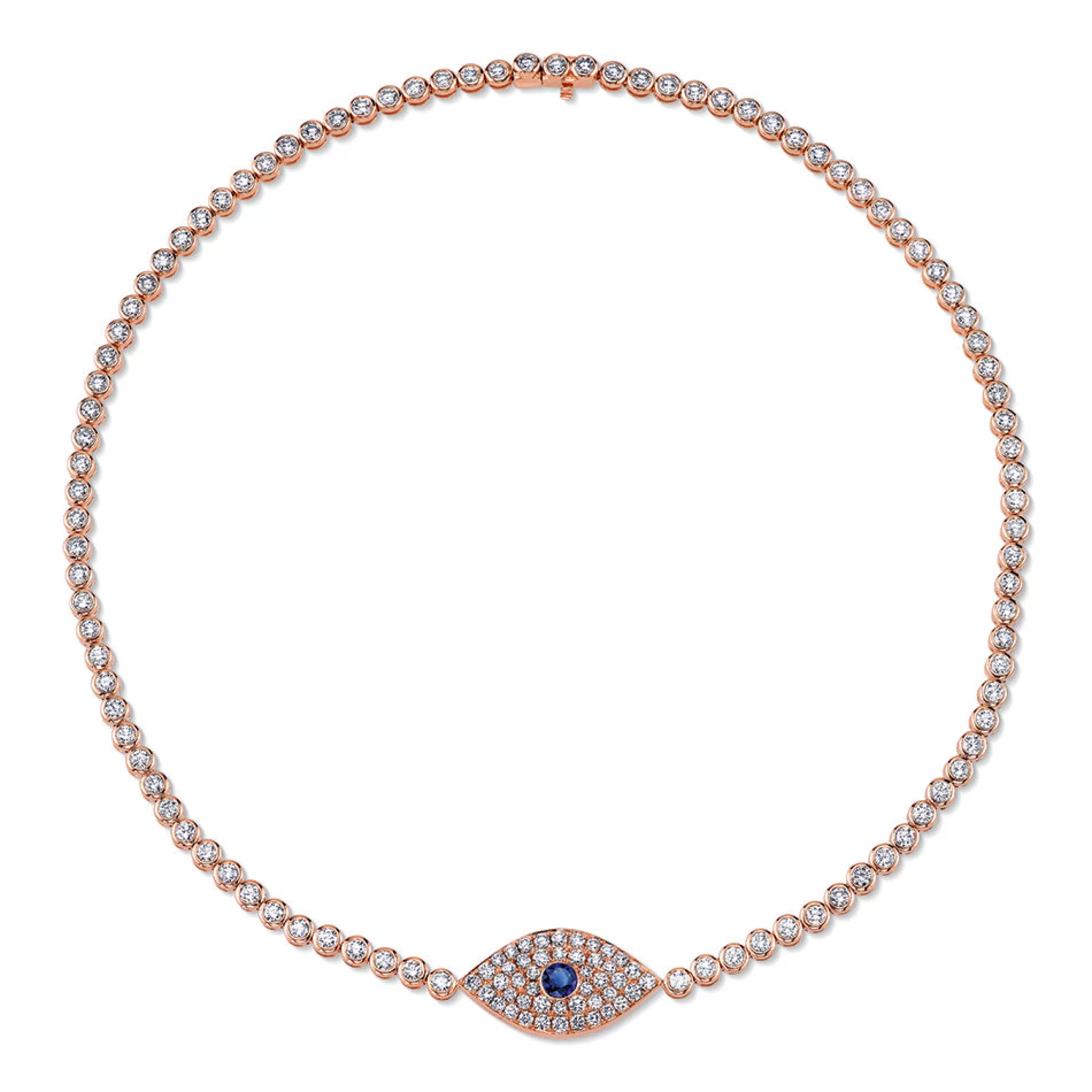 Anita Ko DIAMOND EVIL EYE CHOKER WITH BLUE SAPPHIRE EYE