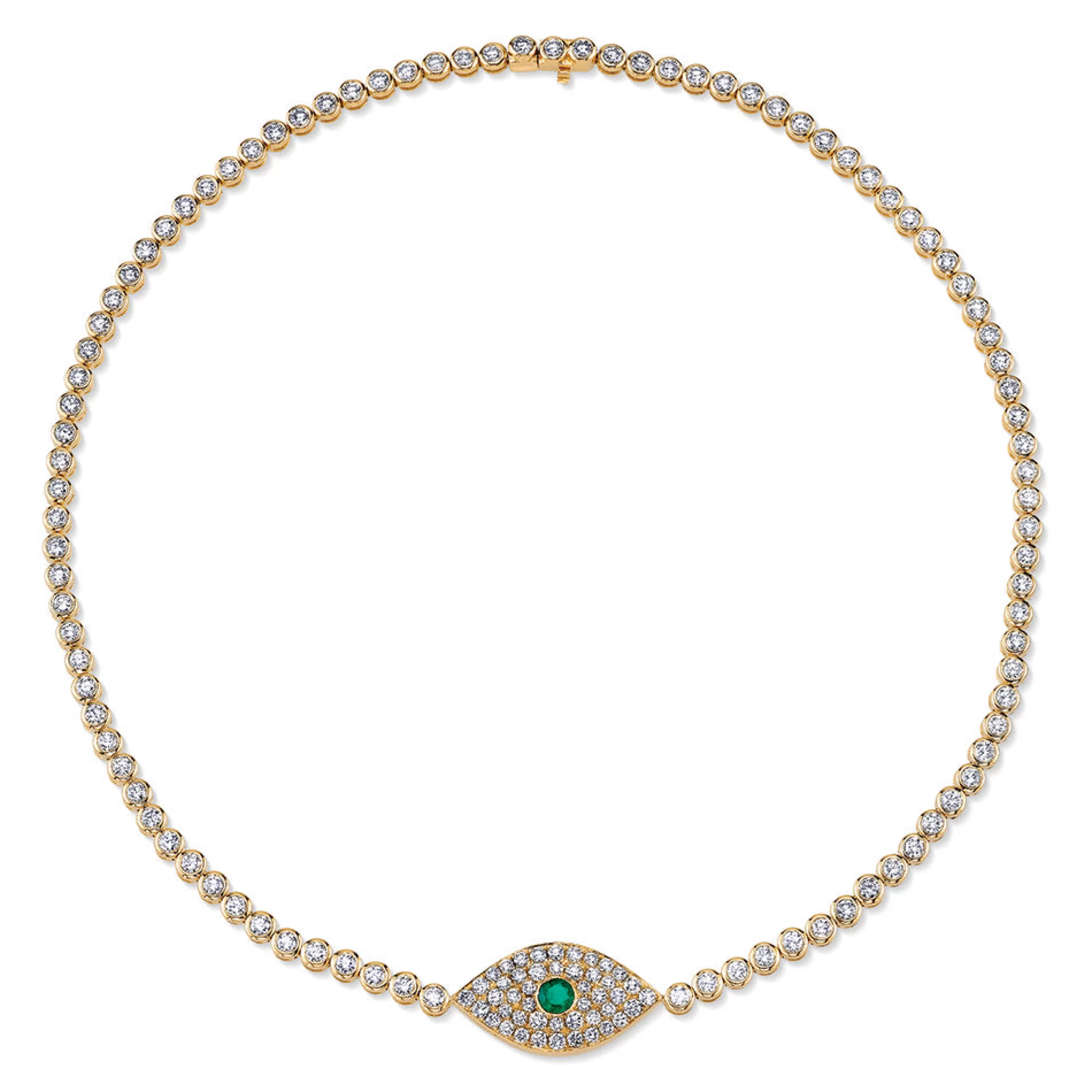 Anita Ko DIAMOND EVIL EYE CHOKER WITH EMERALD EYE