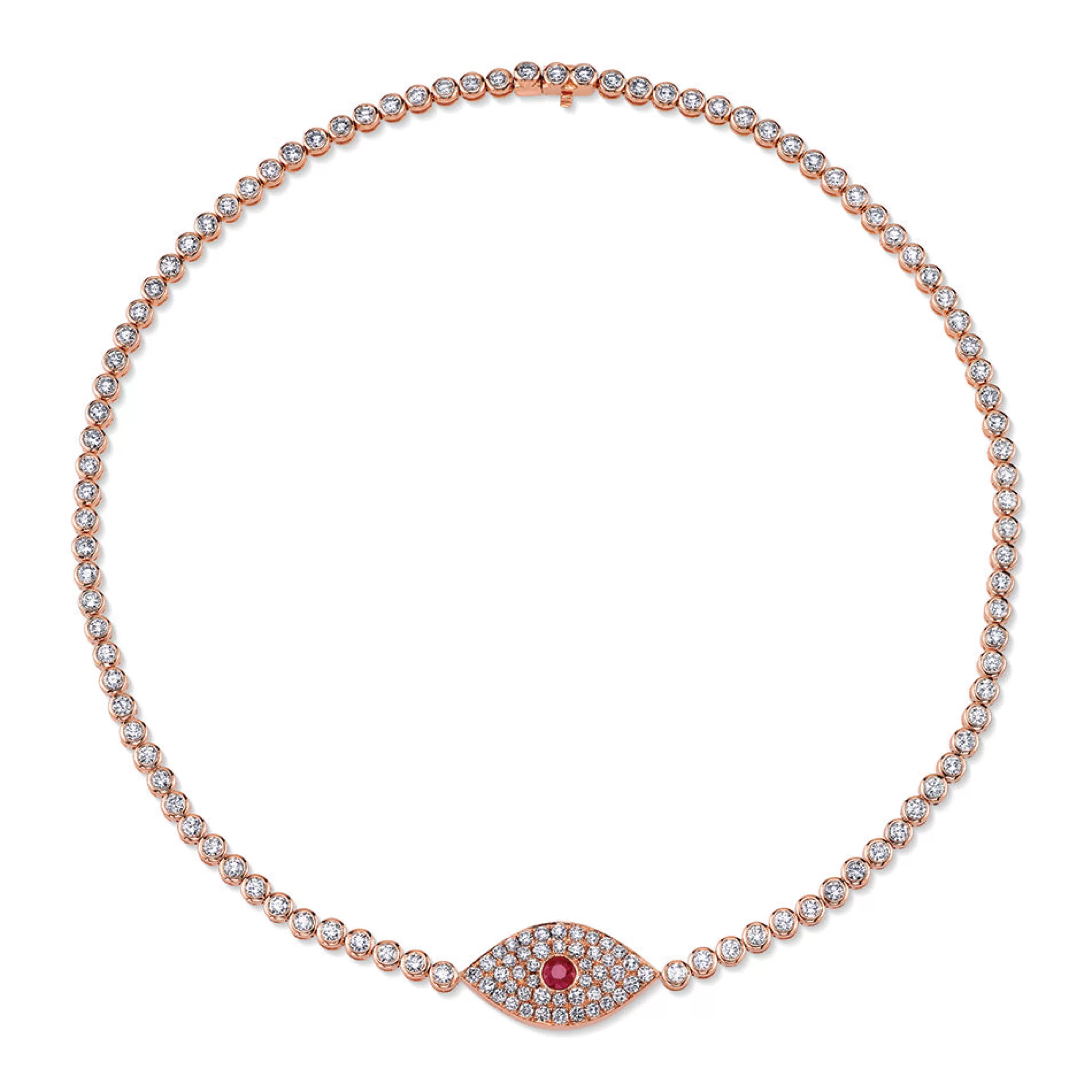 Anita Ko DIAMOND EVIL EYE CHOKER WITH RUBY EYE