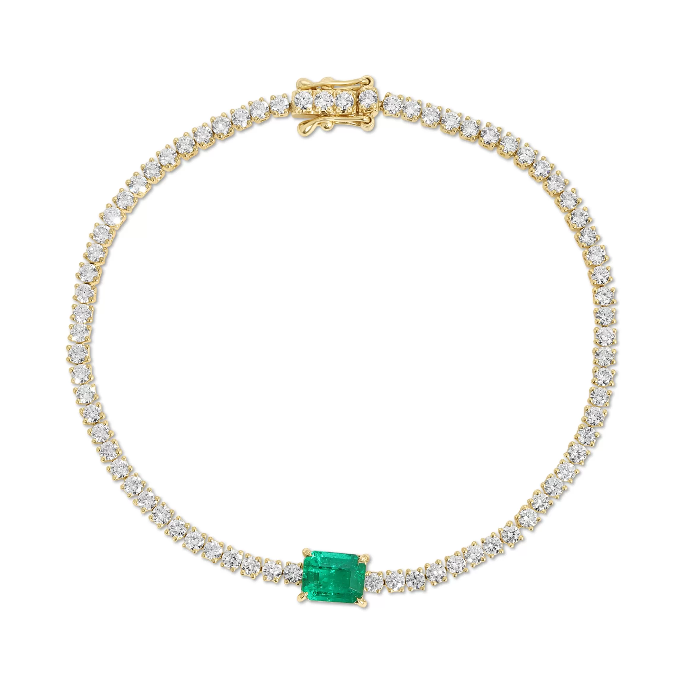 Anita Ko DIAMOND HEPBURN BRACELET WITH EMERALD CUT EMERALD CENTER