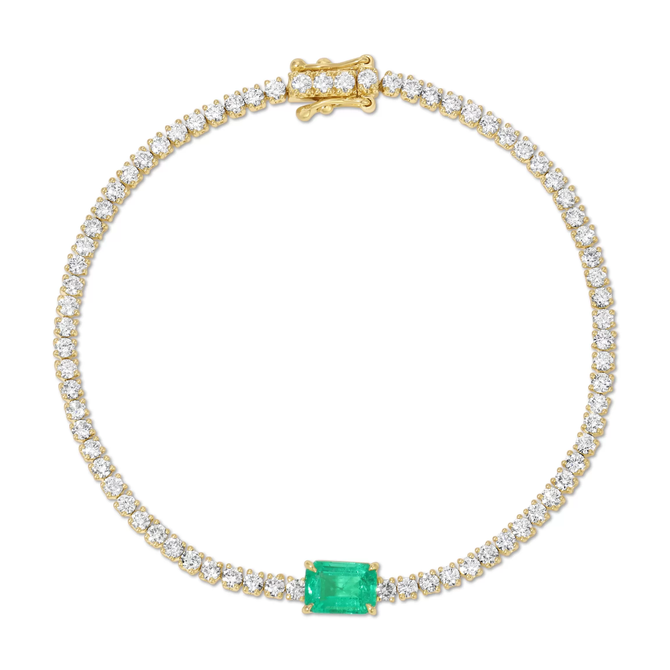 Anita Ko DIAMOND HEPBURN BRACELET WITH EMERALD CUT EMERALD CENTER