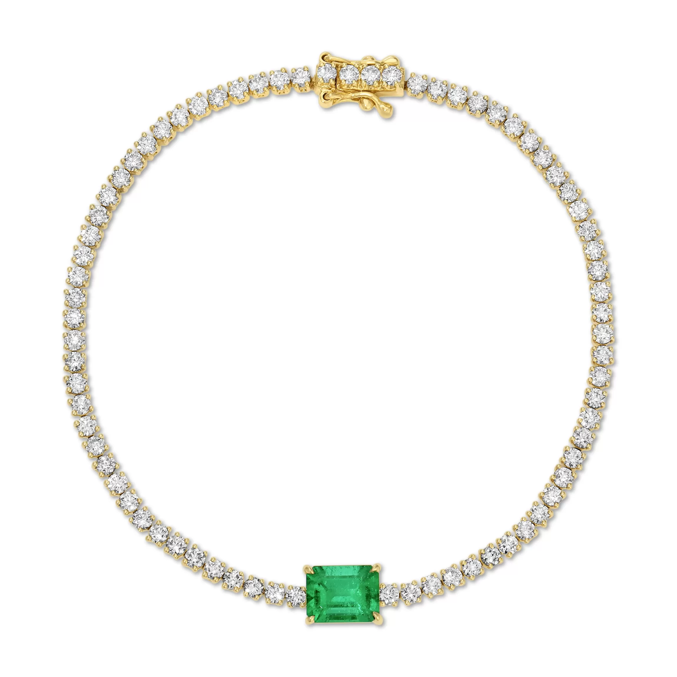 Anita Ko DIAMOND HEPBURN BRACELET WITH EMERALD CUT EMERALD CENTER