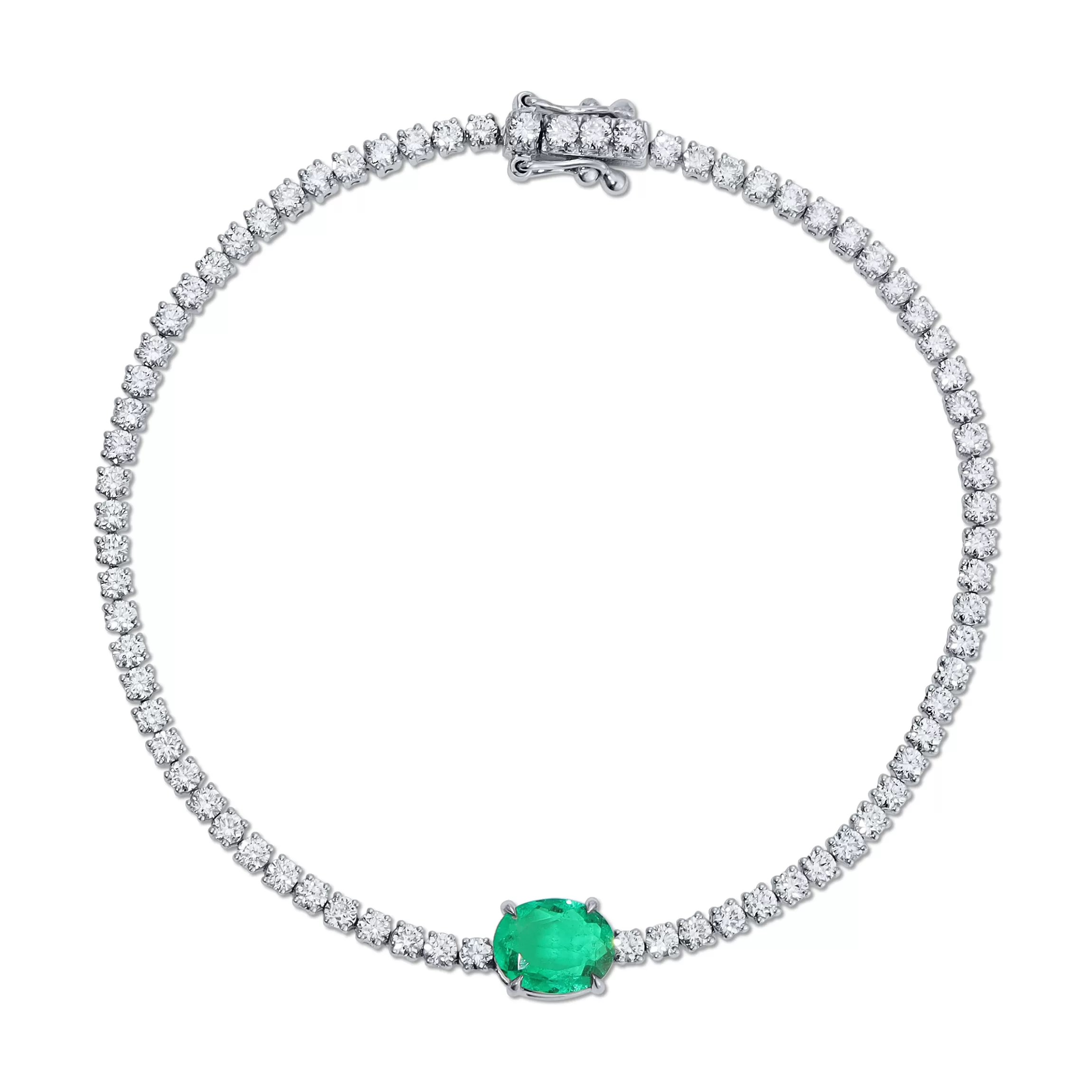 Anita Ko DIAMOND HEPBURN BRACELET WITH OVAL EMERALD CENTER