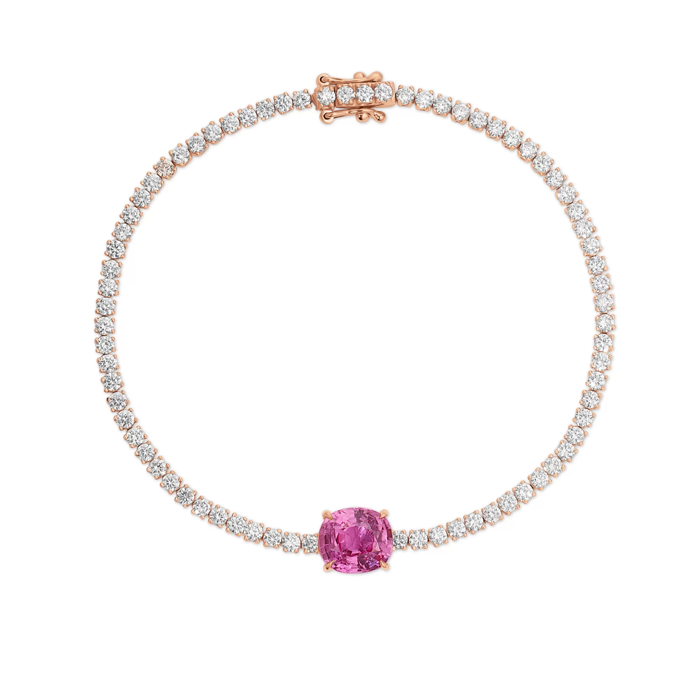 Anita Ko DIAMOND HEPBURN BRACELET WITH PINK SAPPHIRE CENTER