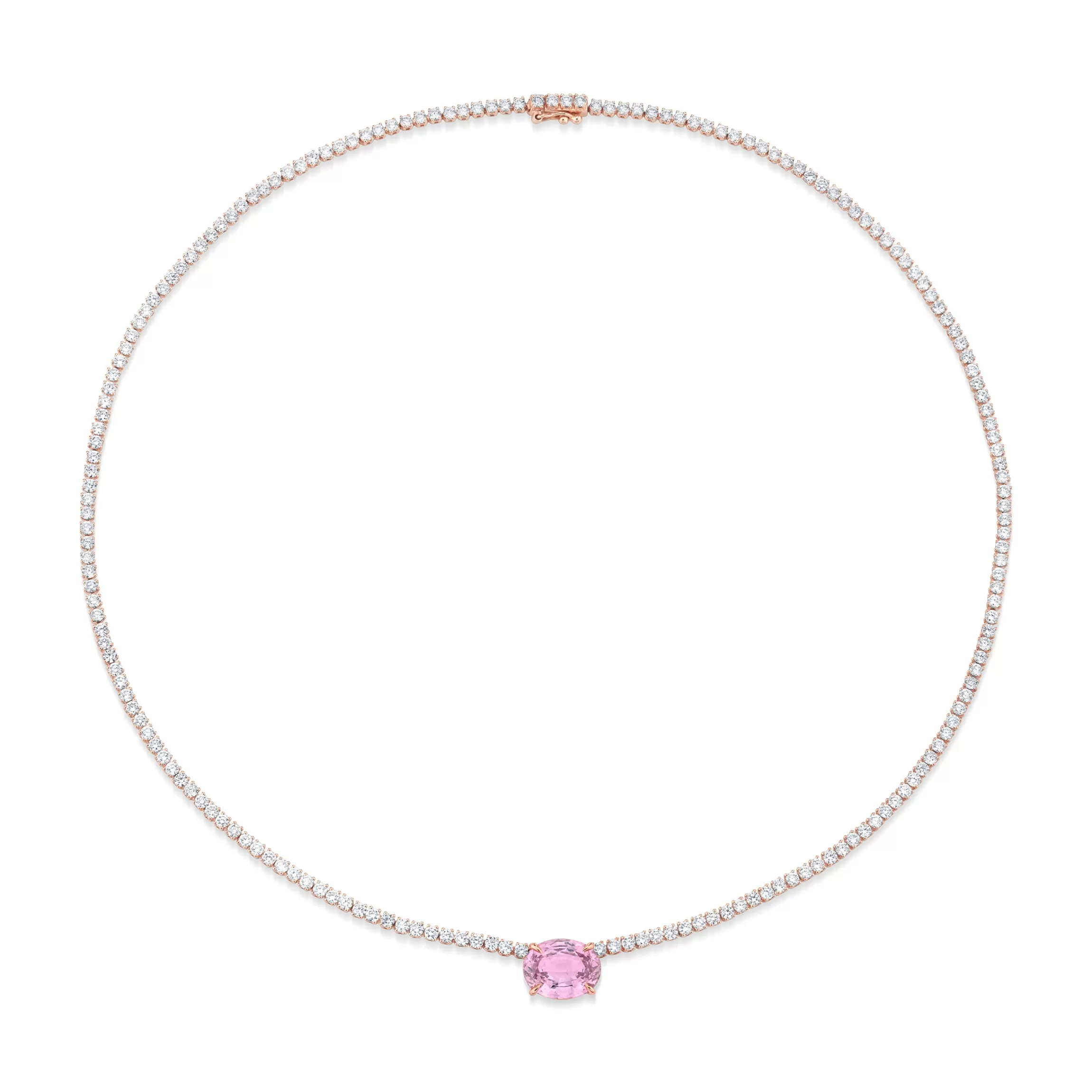 Anita Ko DIAMOND HEPBURN CHOKER WITH OVAL SHAPED PINK SAPPHIRE