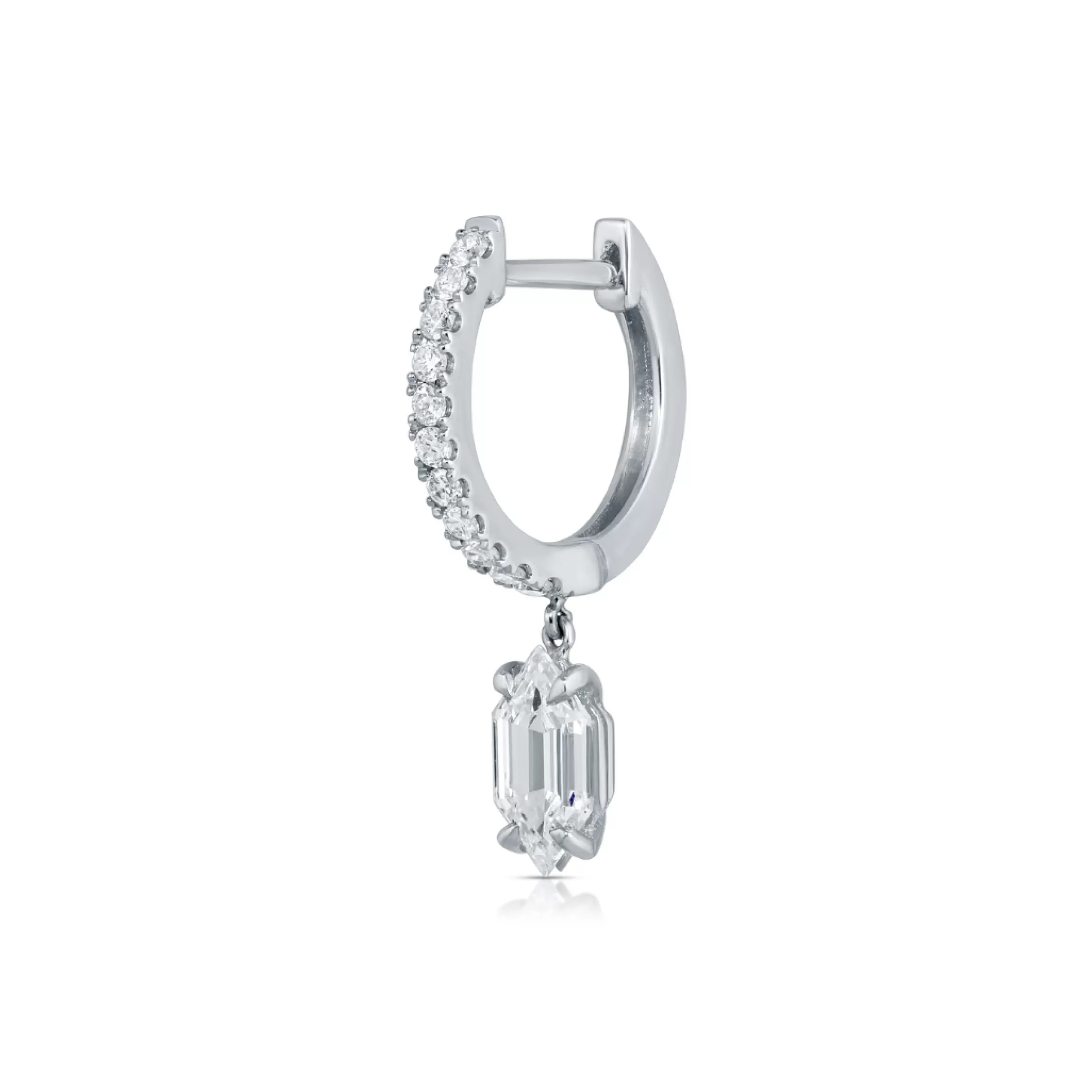 Anita Ko DIAMOND HUGGIE WITH BULLET SHAPED DIAMOND DROP