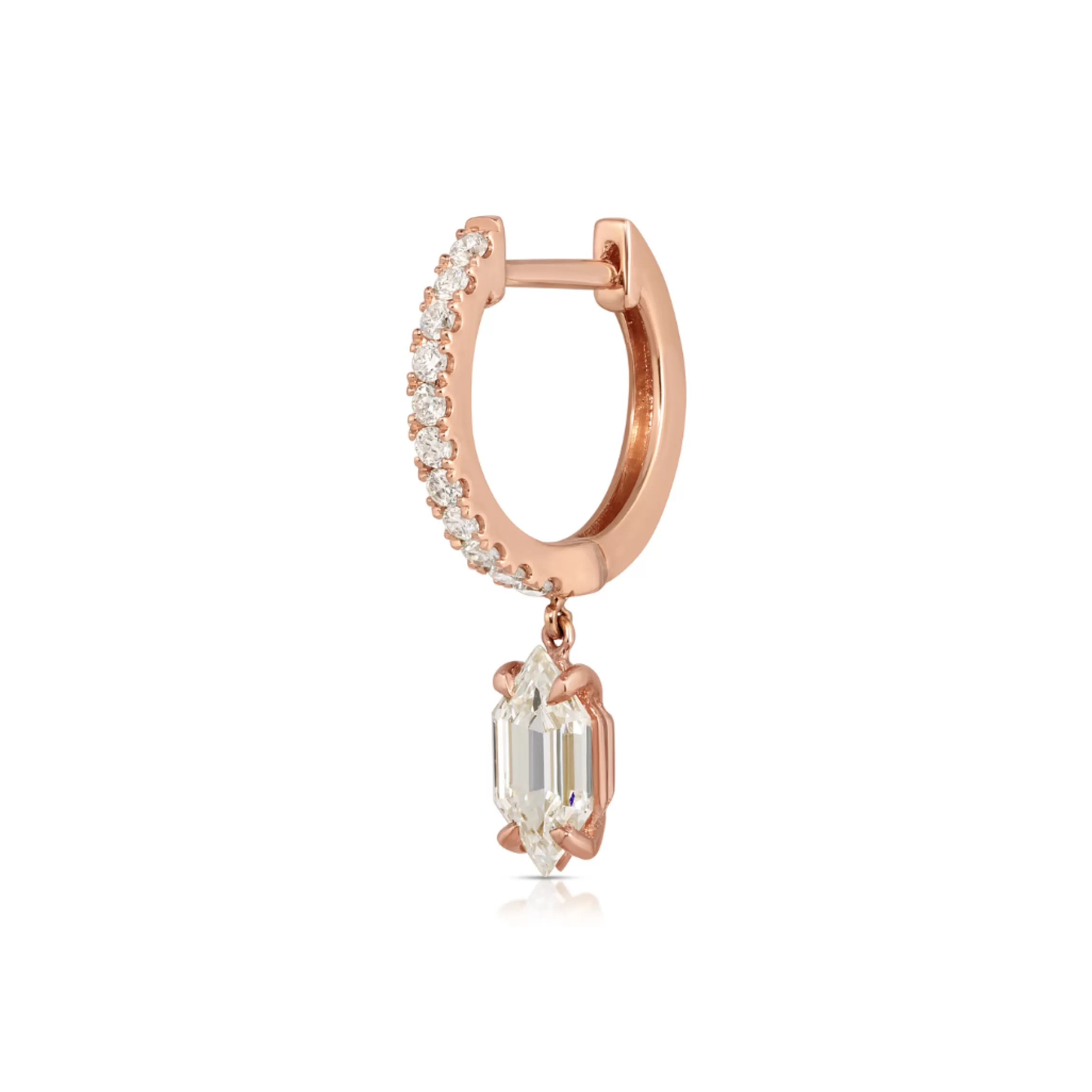 Anita Ko DIAMOND HUGGIE WITH BULLET SHAPED DIAMOND DROP