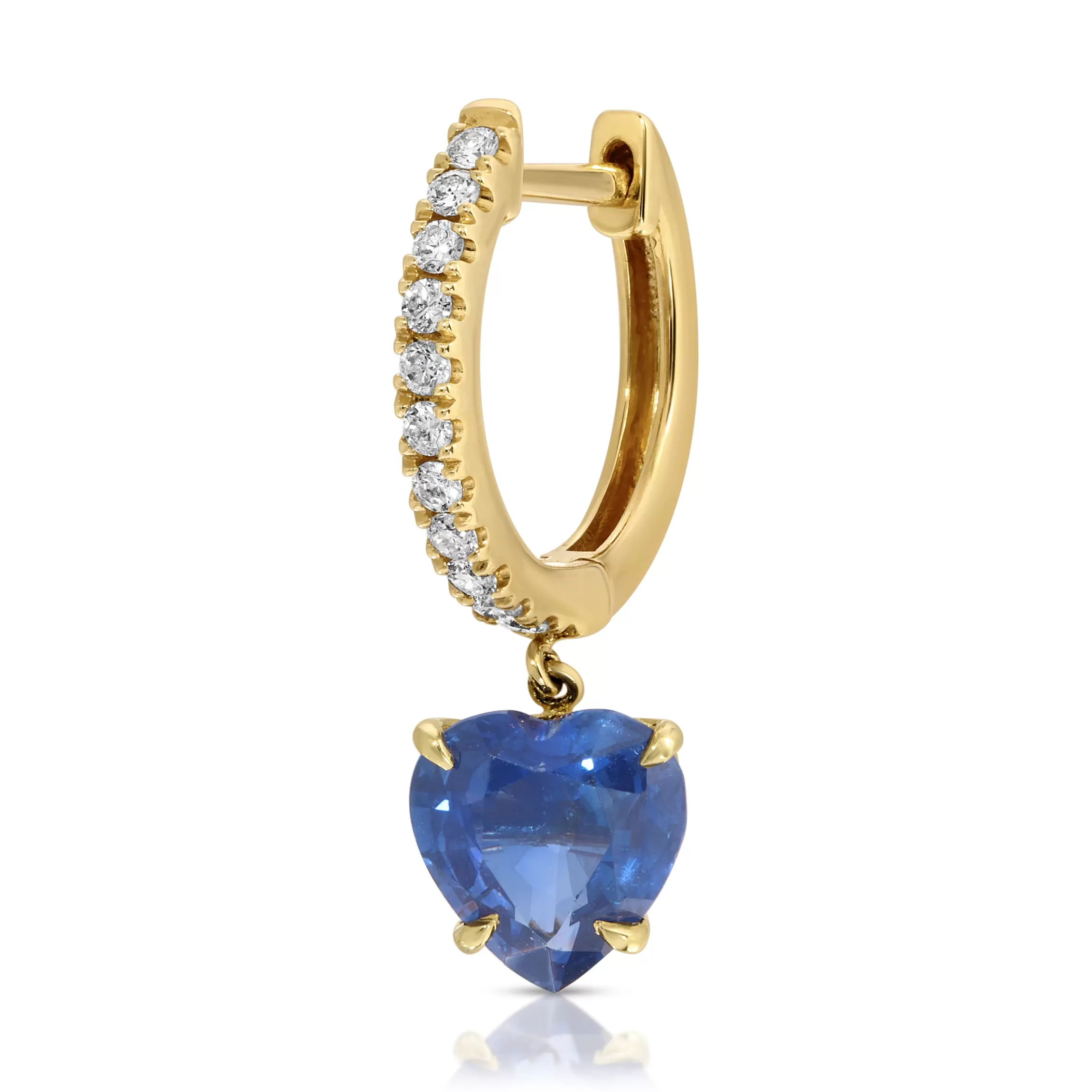 Anita Ko DIAMOND HUGGIE WITH HEART SHAPED BLUE SAPPHIRE DROP