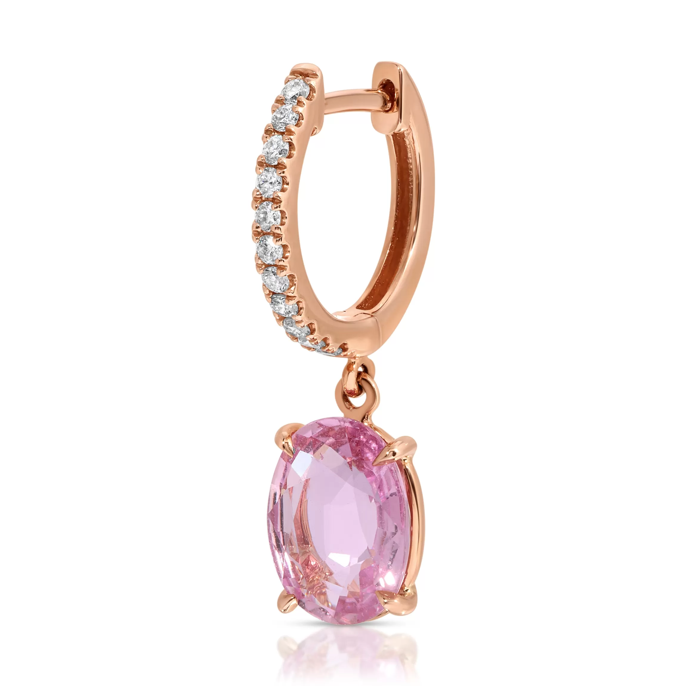 Anita Ko DIAMOND HUGGIE WITH PINK SAPPHIRE OVAL DROP