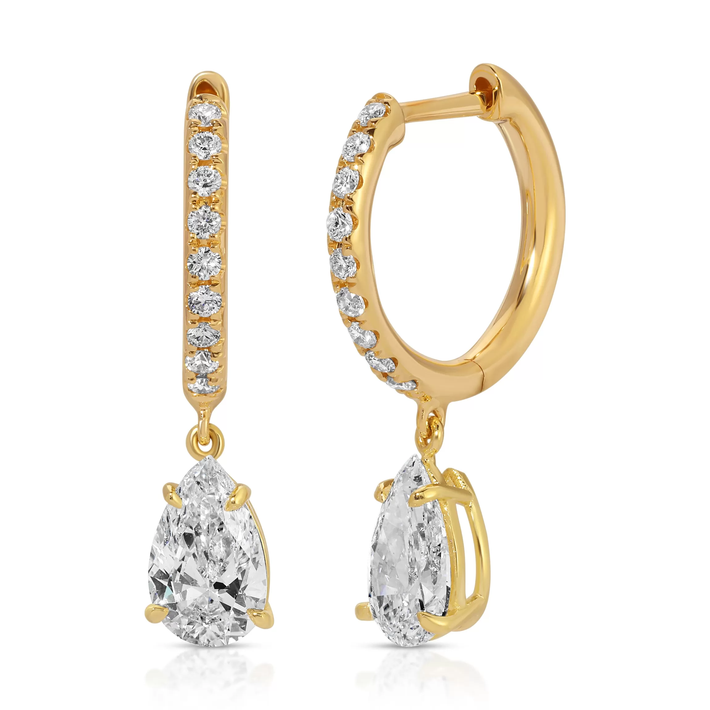 Anita Ko DIAMOND HUGGIES WITH LARGE PEAR DIAMOND DROP