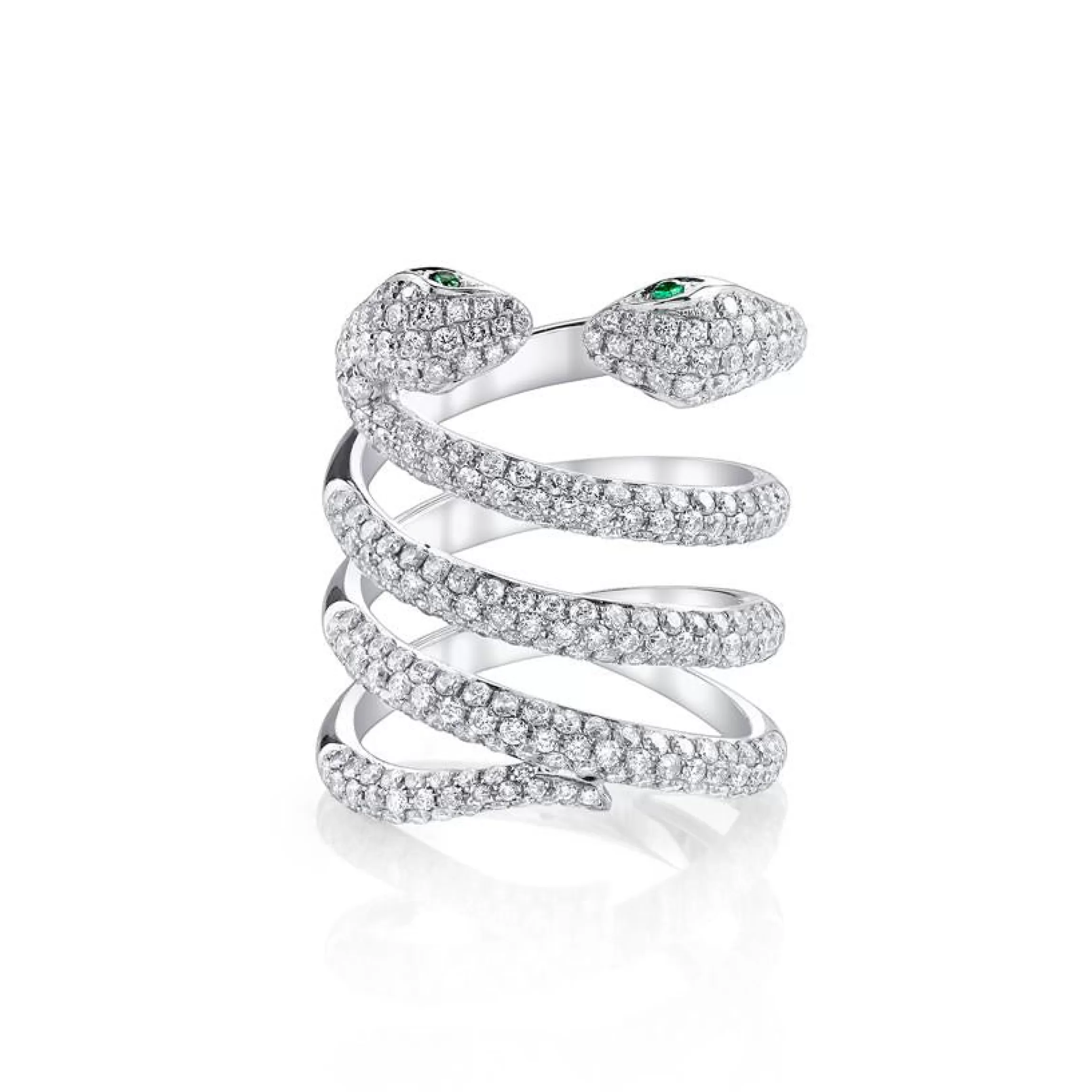 Anita Ko DOUBLE-HEAD DIAMOND COIL SNAKE RING