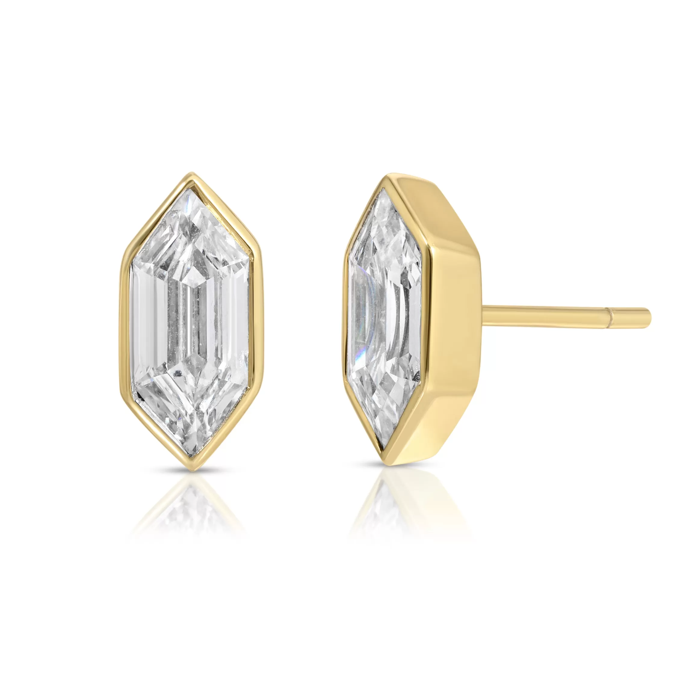 Anita Ko ELONGATED HEXAGON CUT BEZELED DIAMOND STUDS