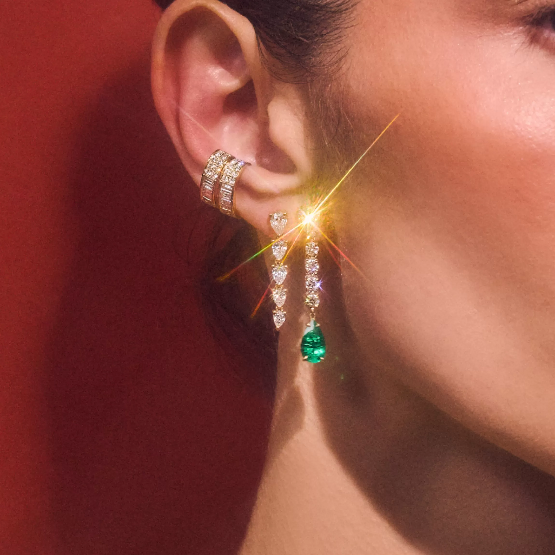 Anita Ko EMERALD AND DIAMOND OLIVIA EARRINGS