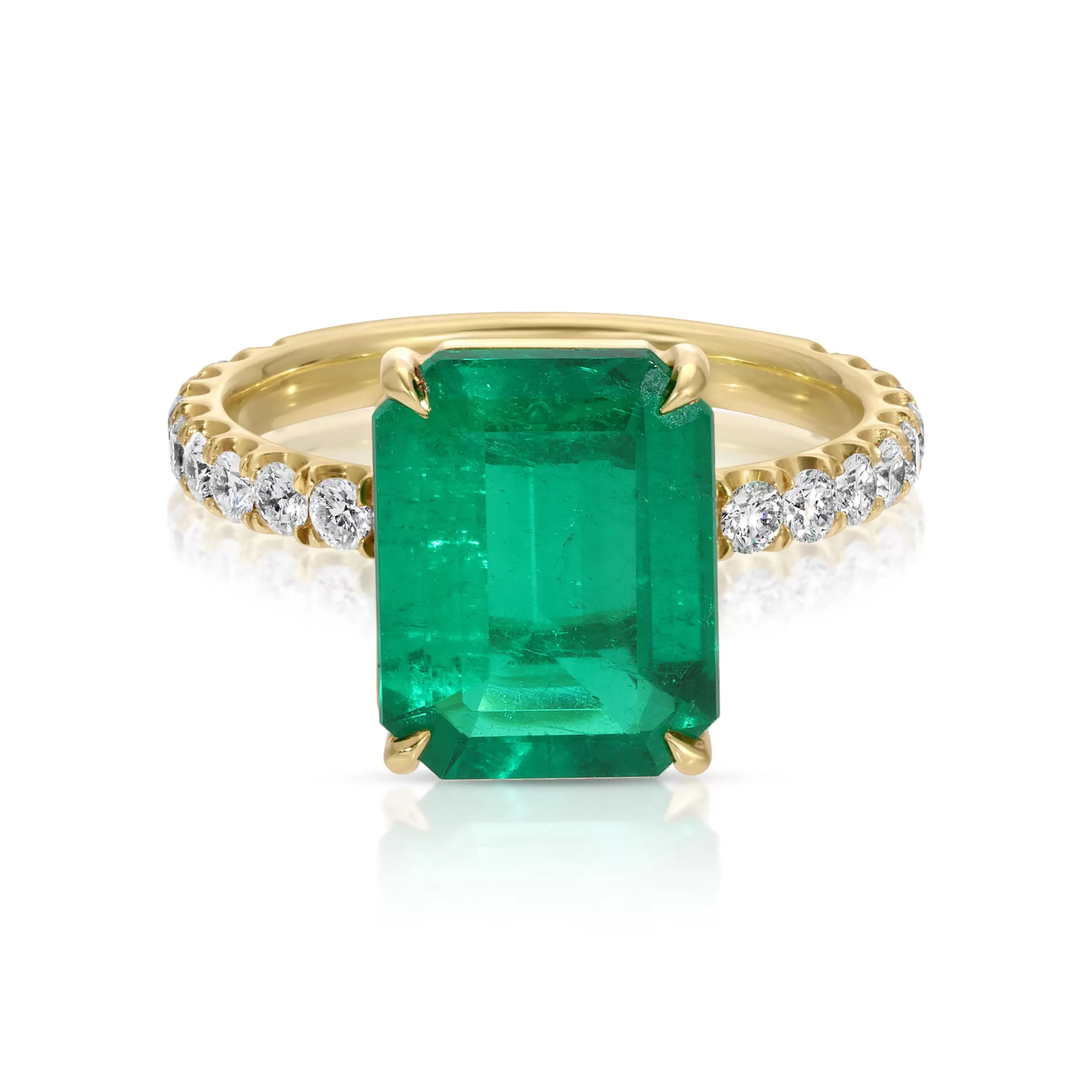 Anita Ko EMERALD CUT EMERALD RING WITH DIAMOND BAND