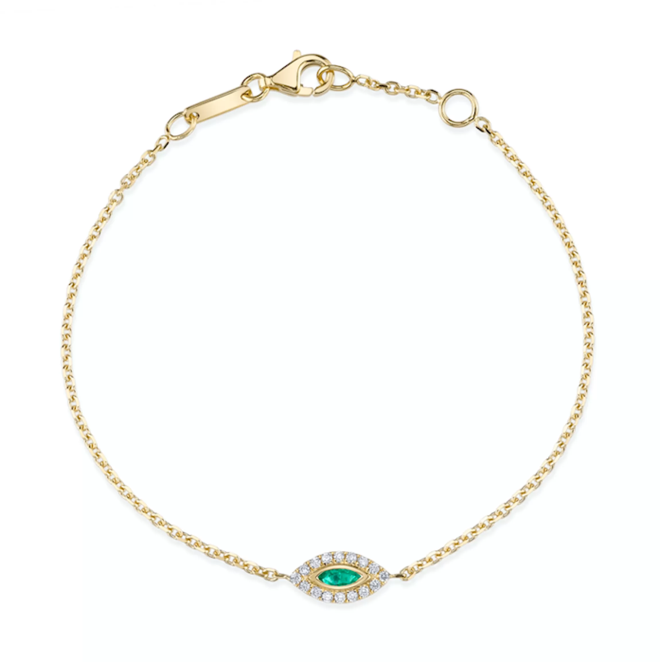 Anita Ko EMERALD EVIL EYE CHAIN BRACELET